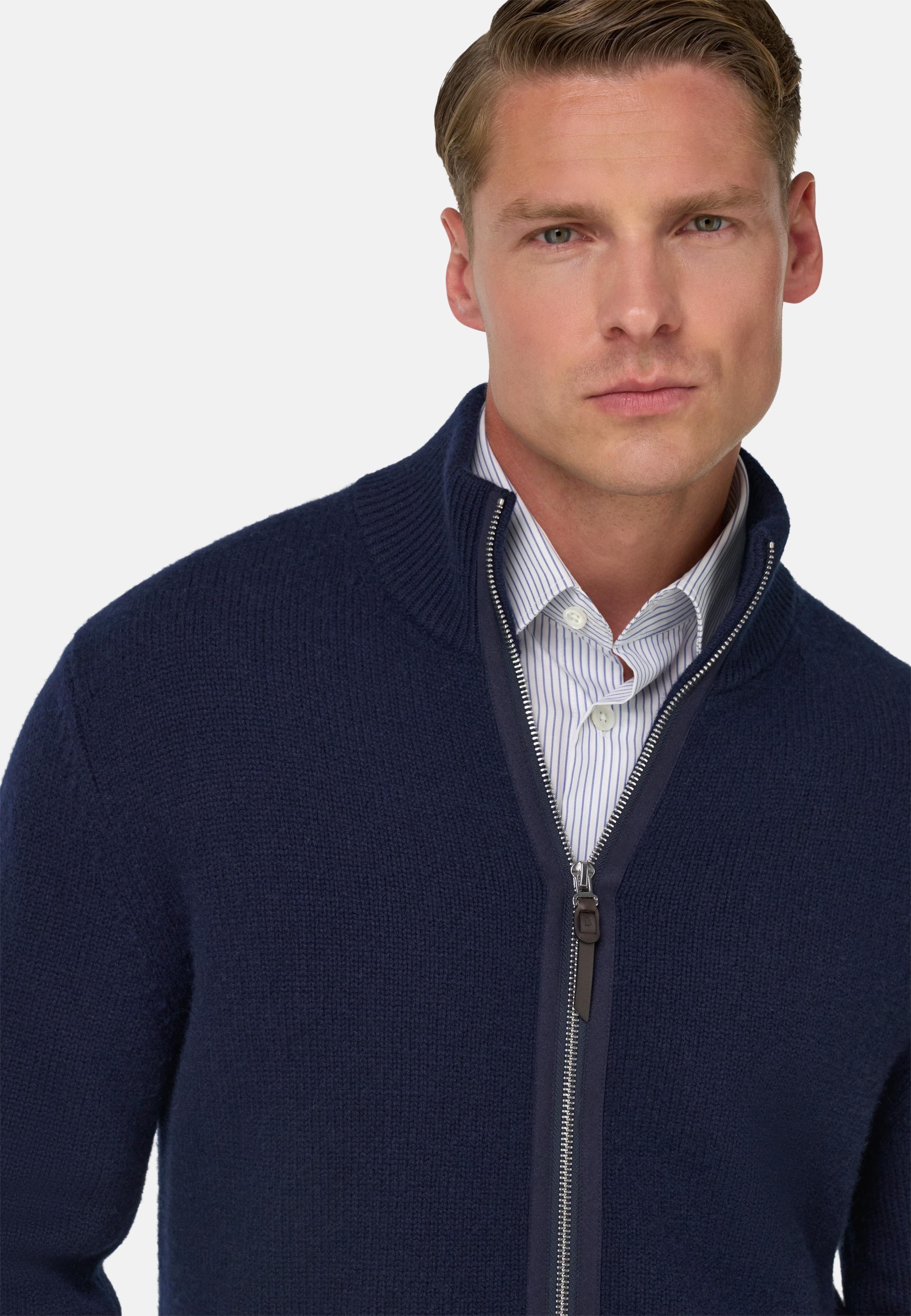 BLUE Cashmere Full-Zip Jumper, Navy blue, large image number 2