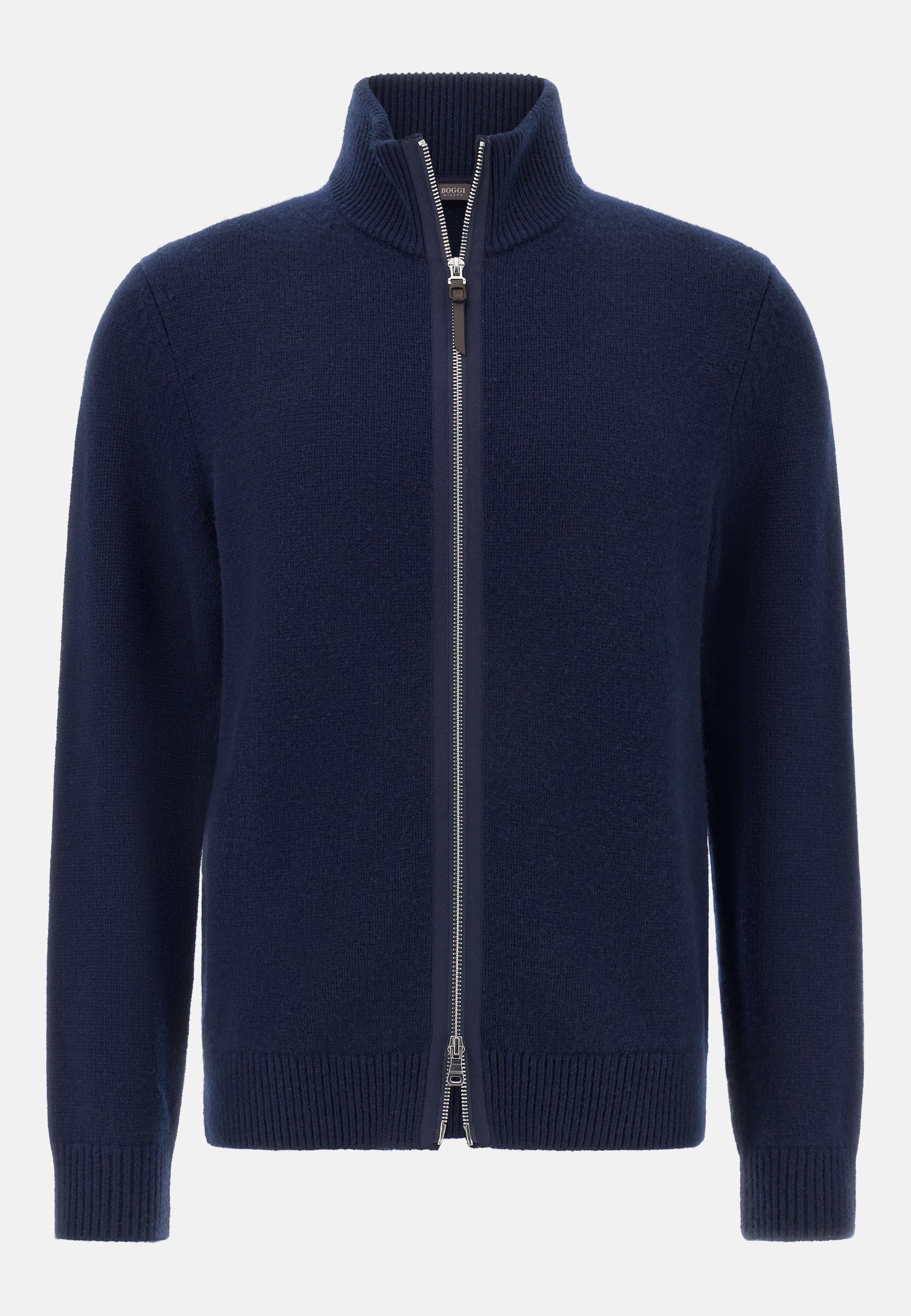 BLUE Cashmere Full-Zip Jumper, Navy blue, large image number 3
