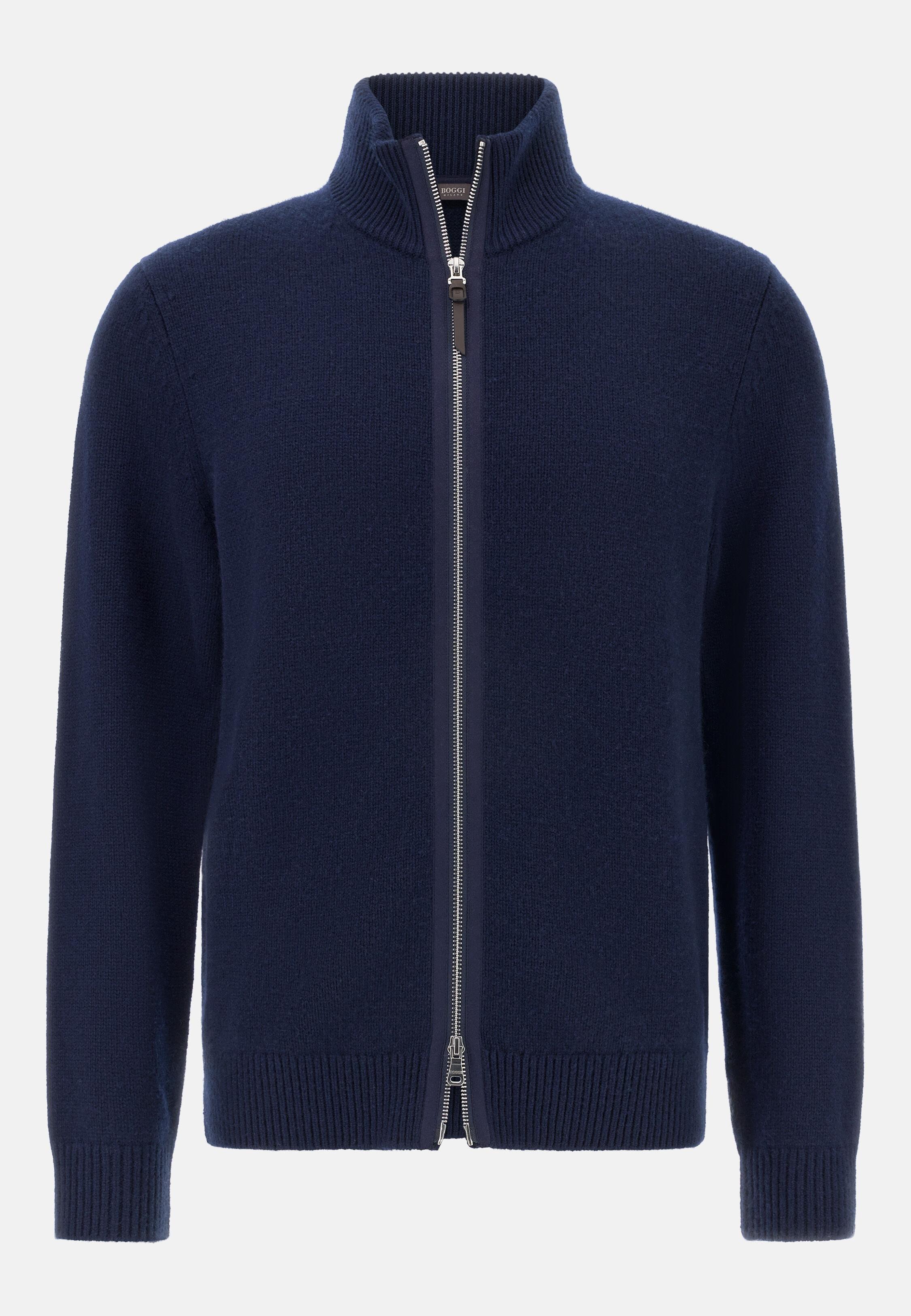 NAVY Cashmere Full-Zip Jumper, Navy blue, large image number 4