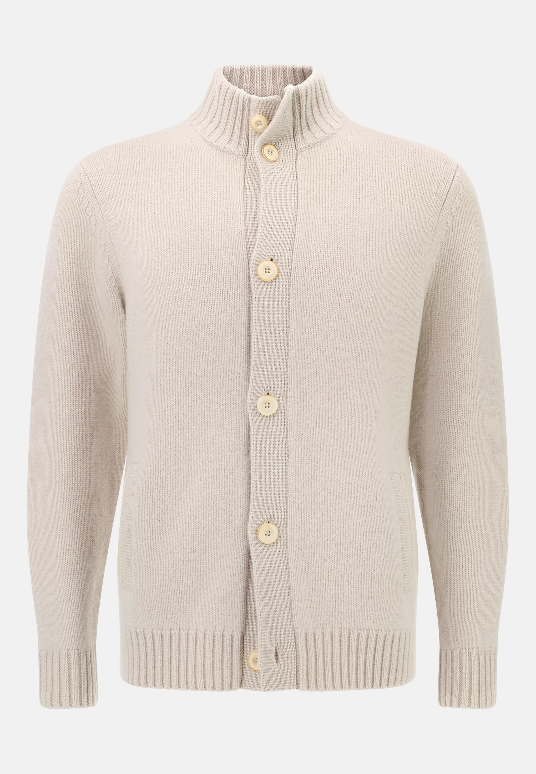 Knitted Cashmere Cardigan White, Ice, medium