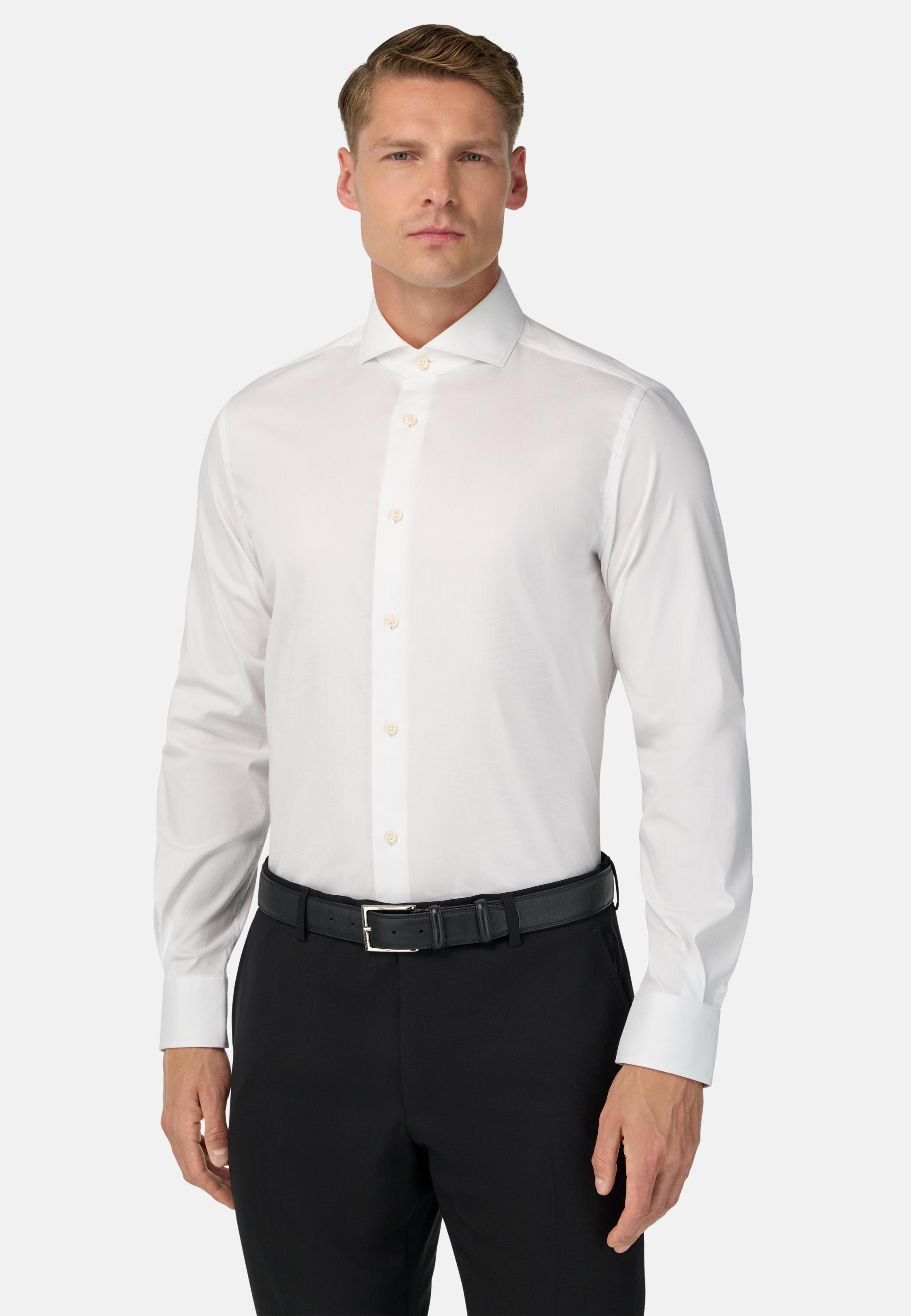 Stretch Cotton And Nylon Shirt Slim Fit White, , large image number 0