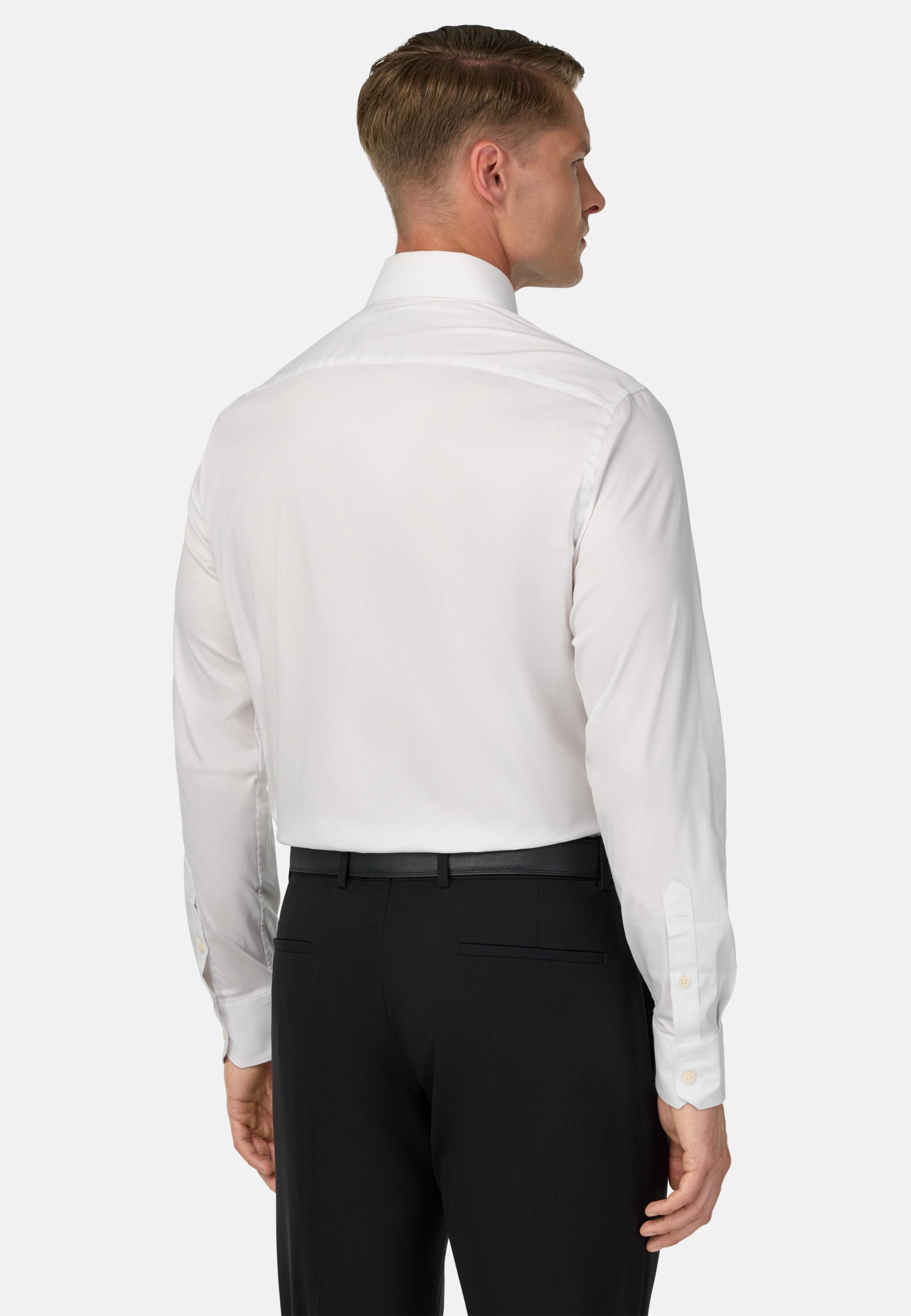Stretch Cotton And Nylon Shirt Slim Fit White, , large image number 1