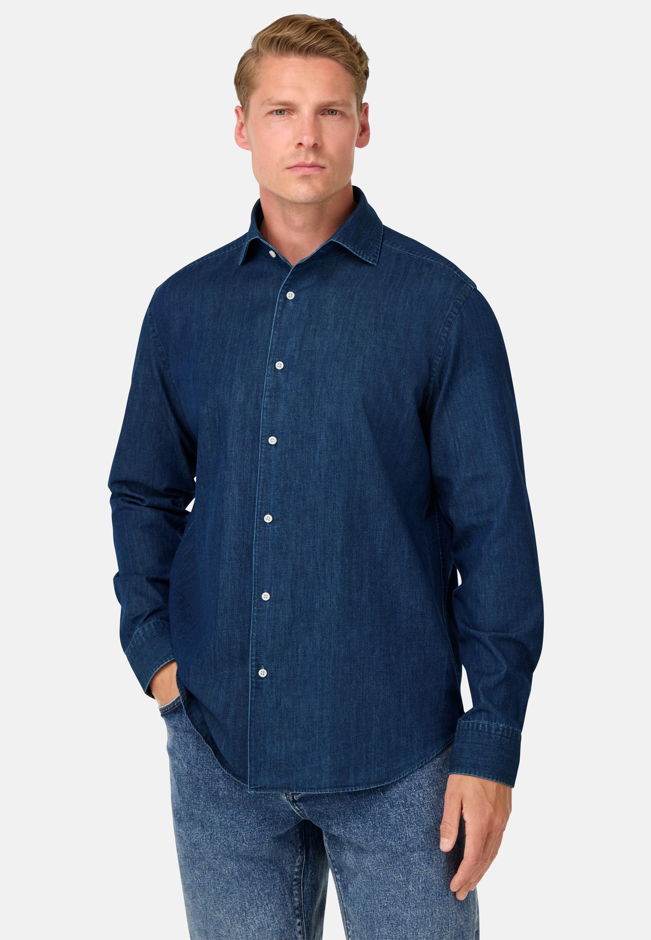 Regular Fit Cotton Denim Shirt Navy, , large image number 0