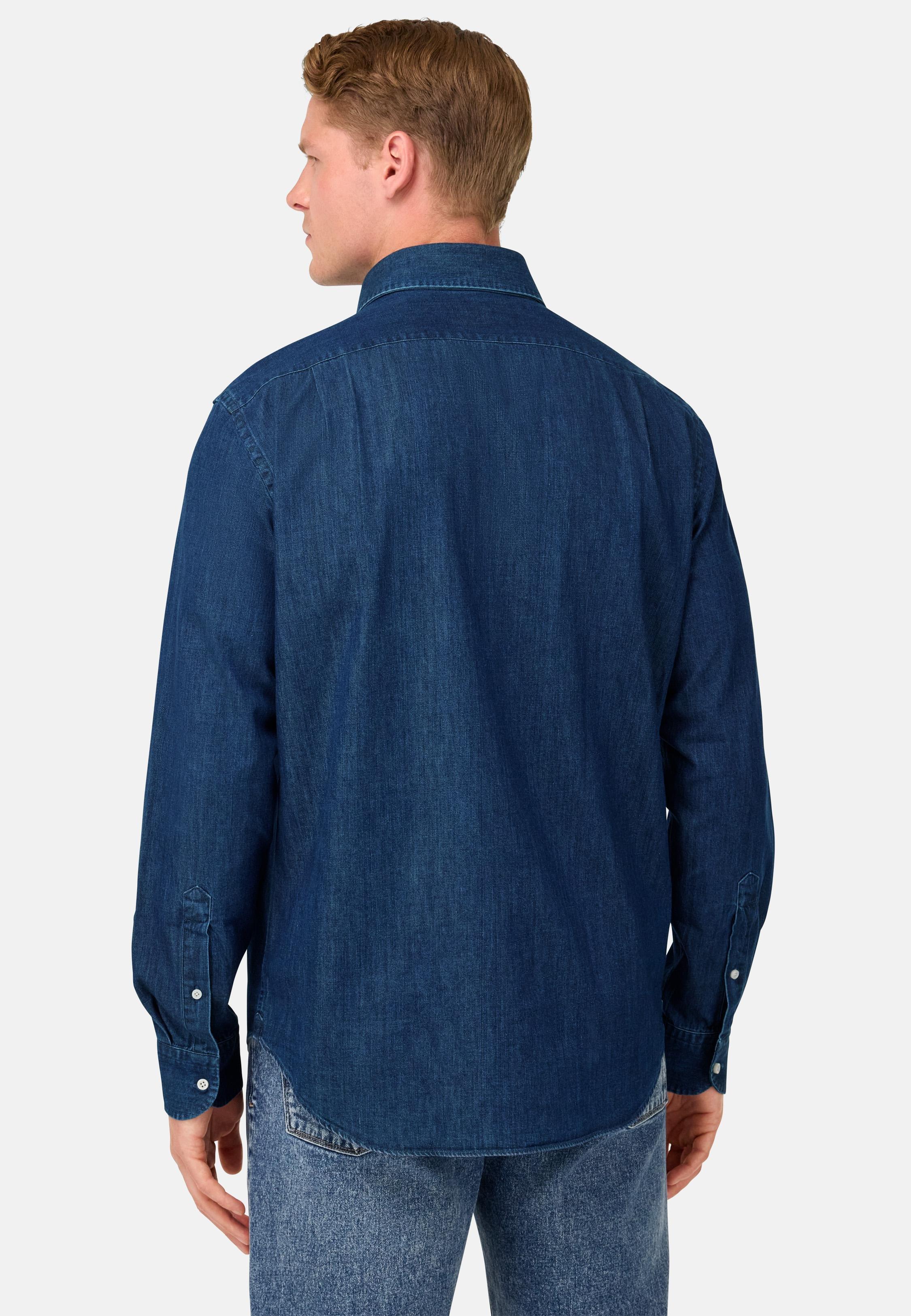 Regular Fit Cotton Denim Shirt Blue, Dark Blue, medium