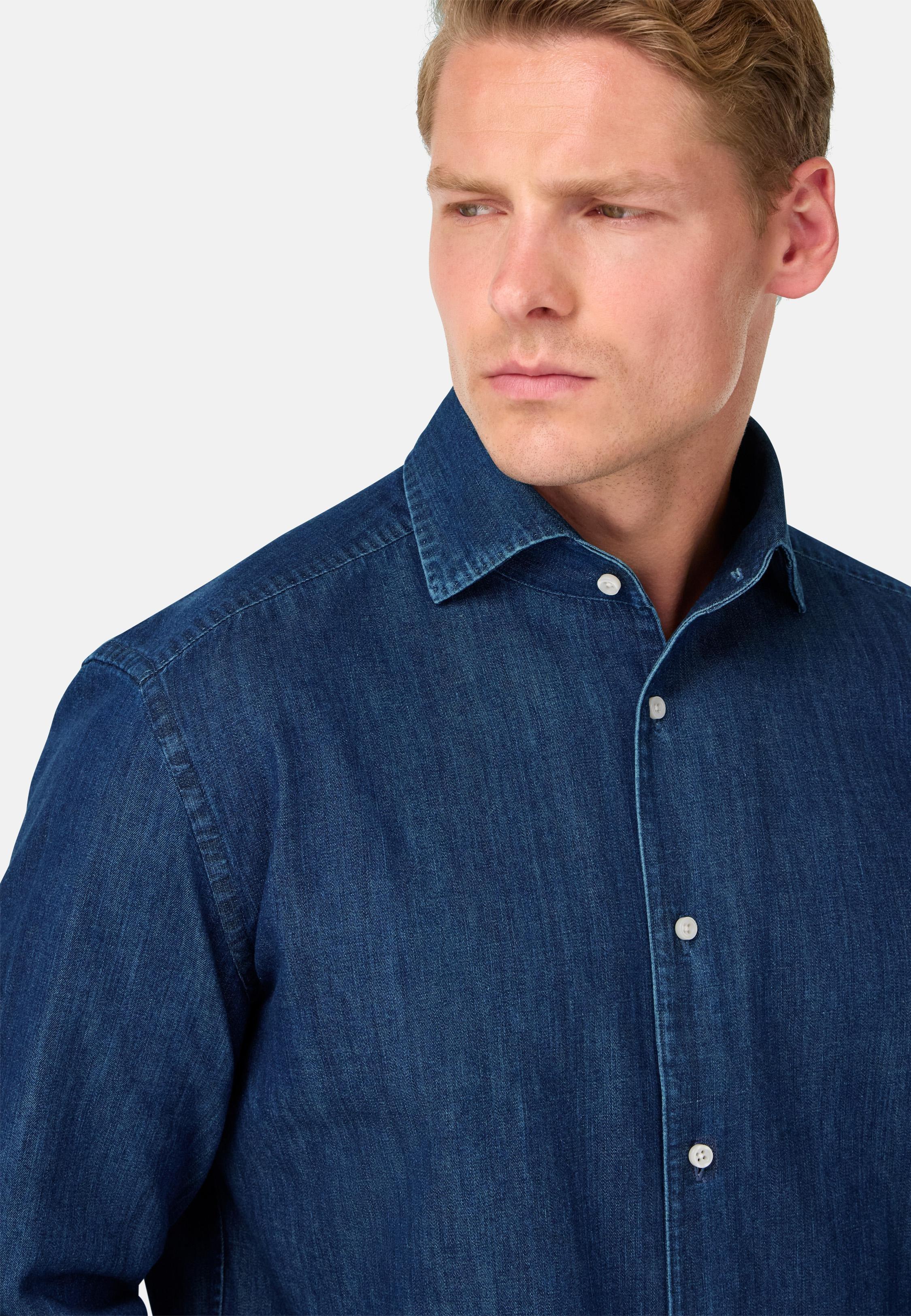 Regular Fit Cotton Denim Shirt Blue, Dark Blue, medium