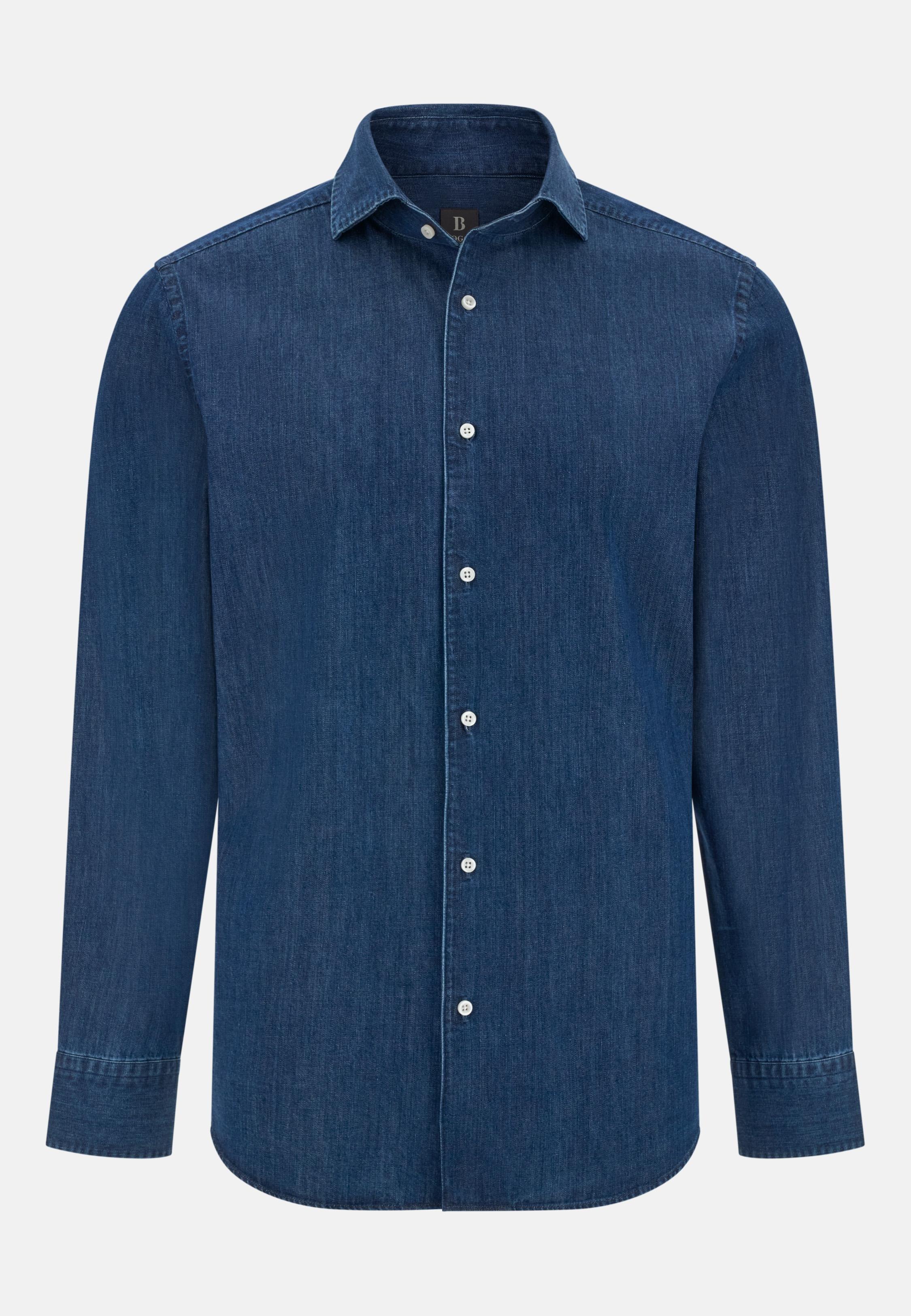 Regular Fit Cotton Denim Shirt Blue, Dark Blue, medium