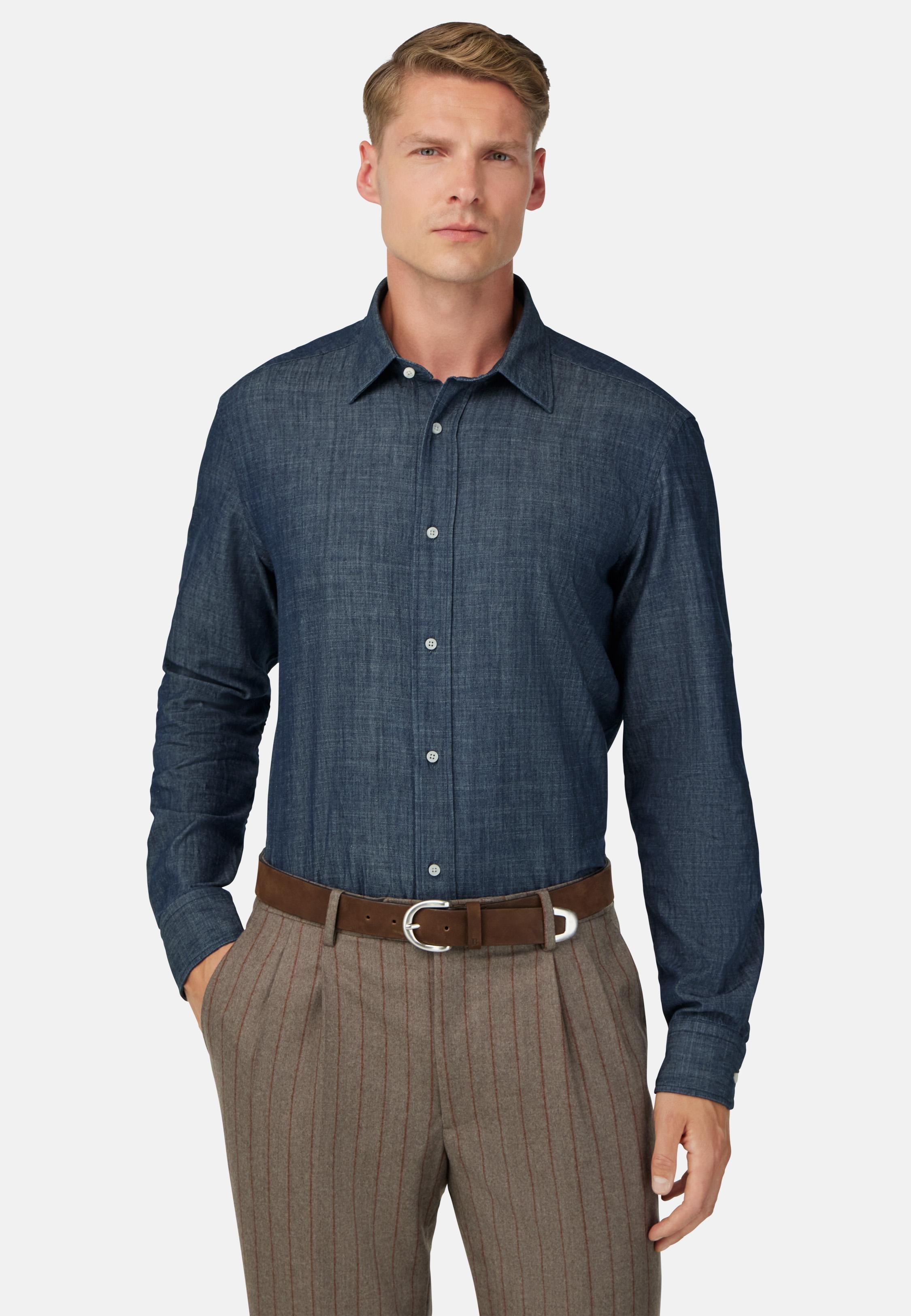 Regular Fit Cotton Denim Shirt Navy, , large image number 0