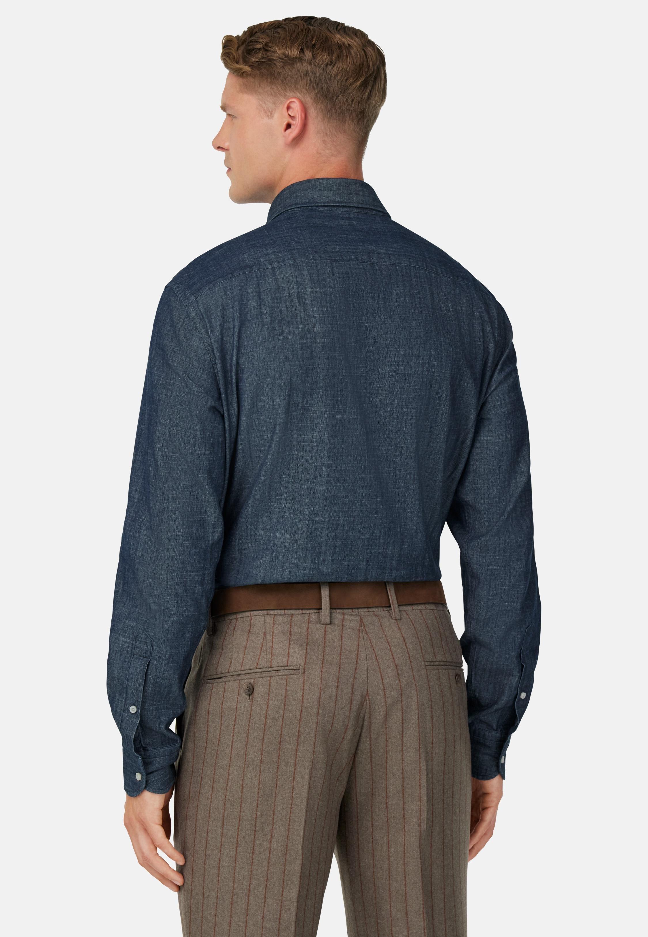 Regular Fit Cotton Denim Shirt Navy, , large image number 1