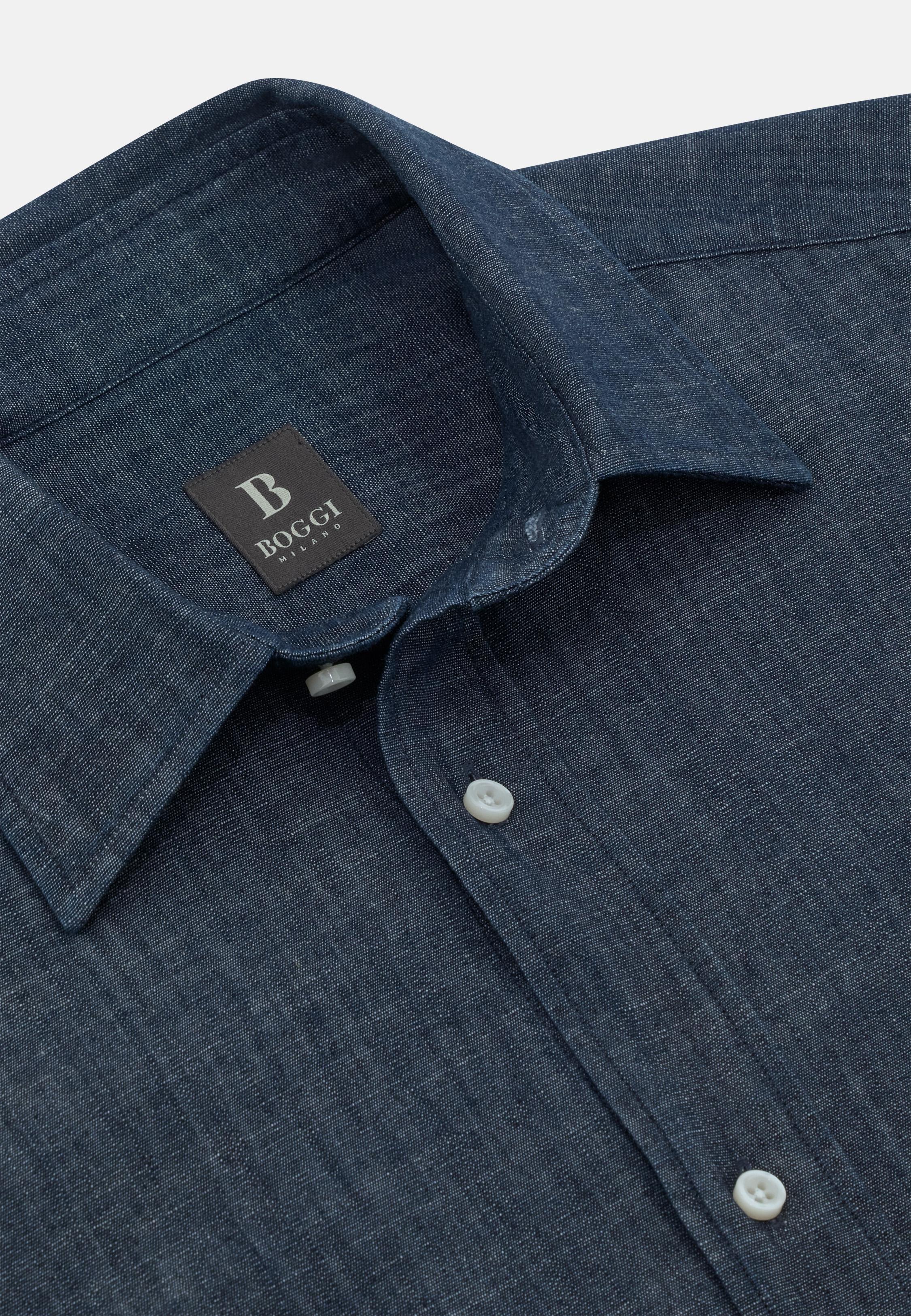 Regular Fit Cotton Denim Shirt Navy, , large image number 3