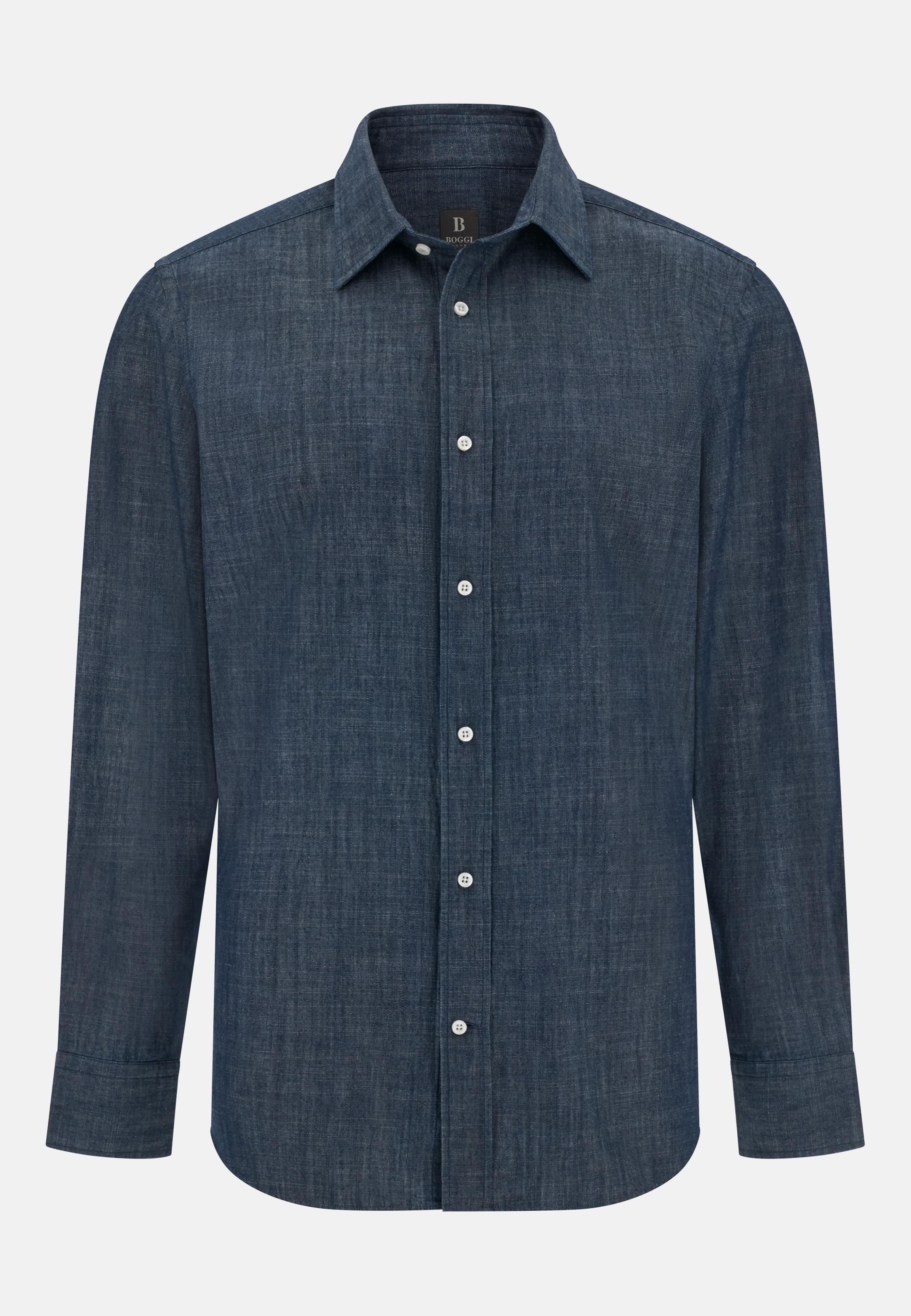 Regular Fit Cotton Denim Shirt Navy, , large image number 4