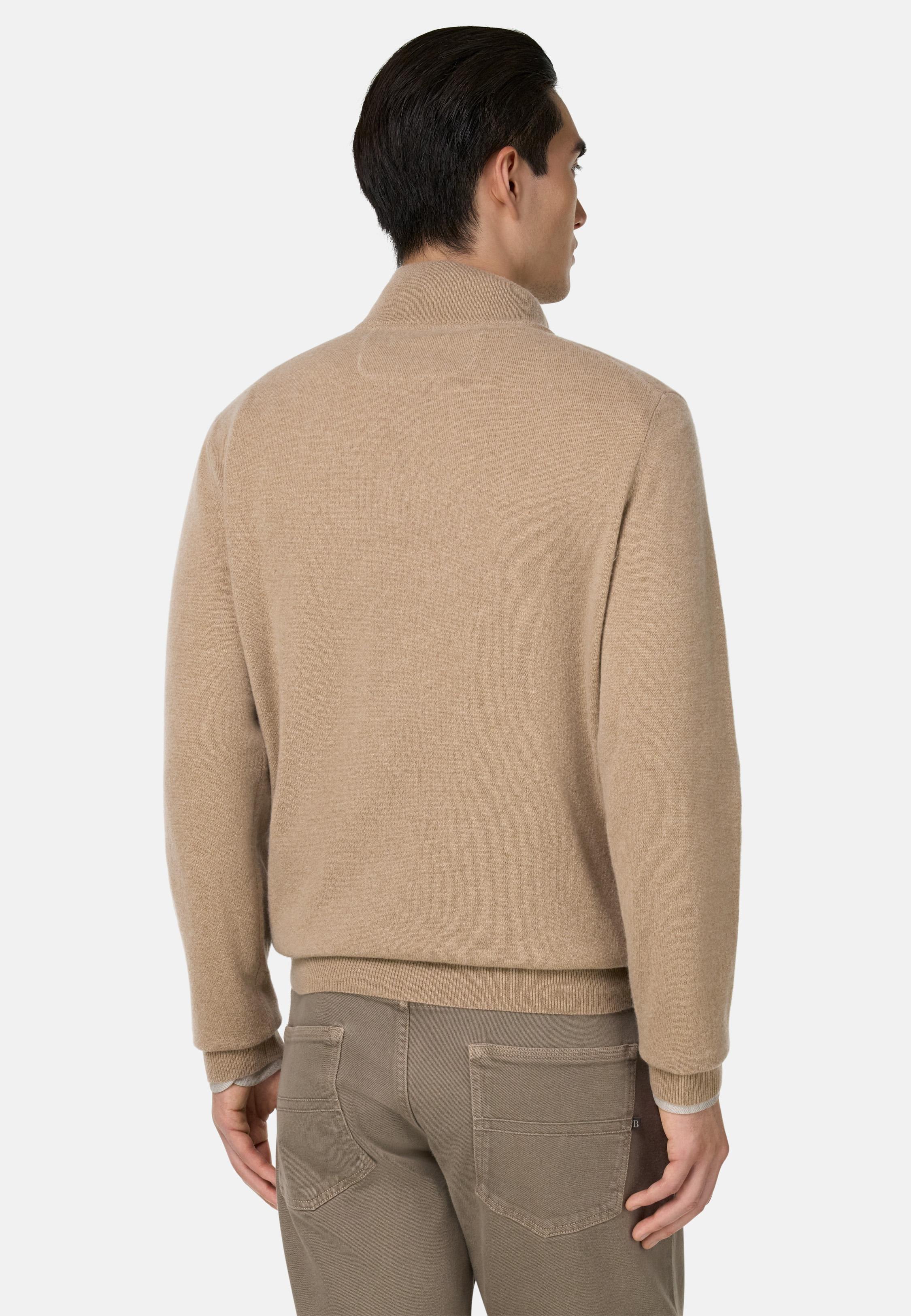 BEIGE Wool/Cashmere Half Zip Jumper, Beige, large image number 1
