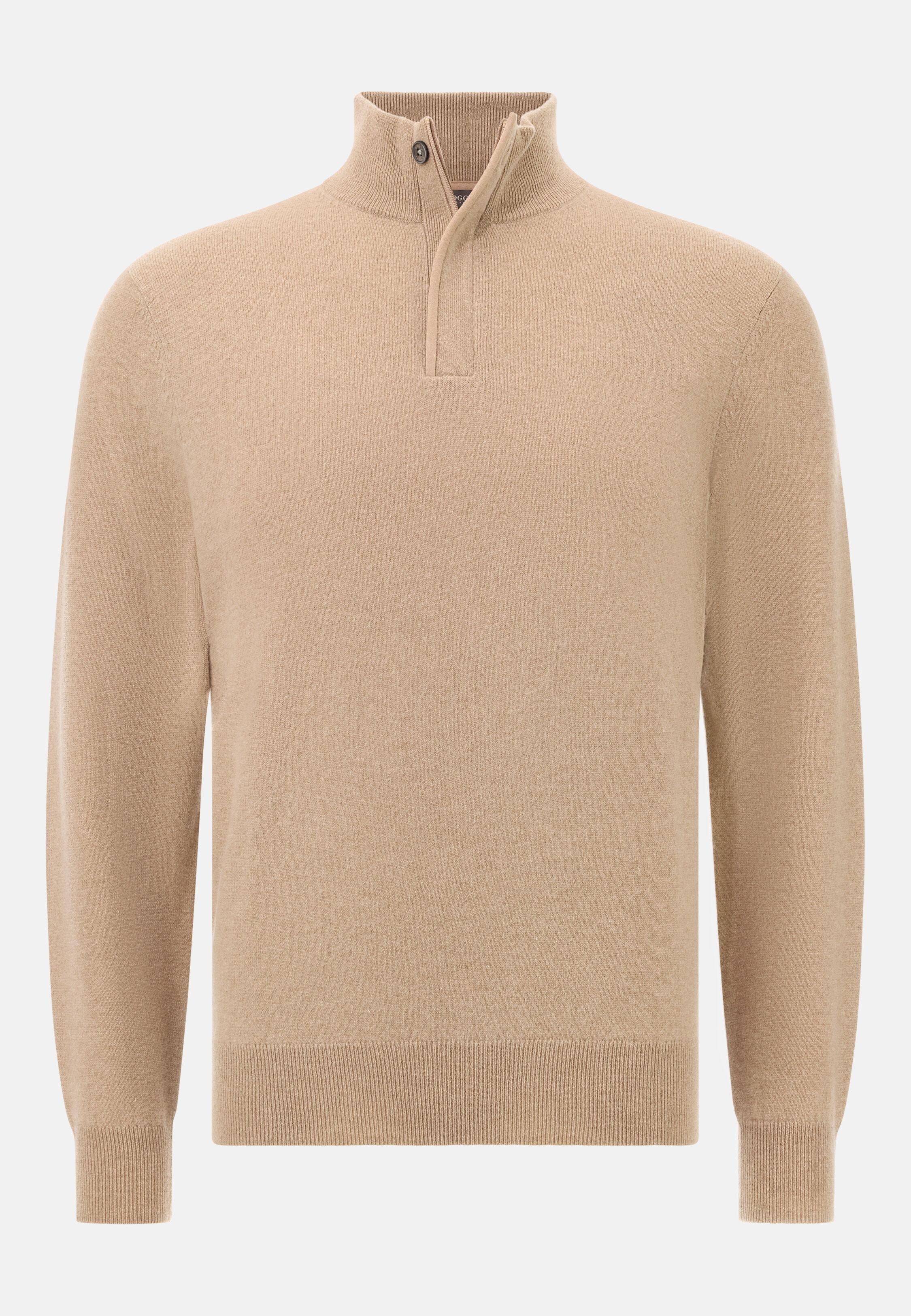BEIG Wool/Cashmere Half Zip Jumper, Beige, large image number 4