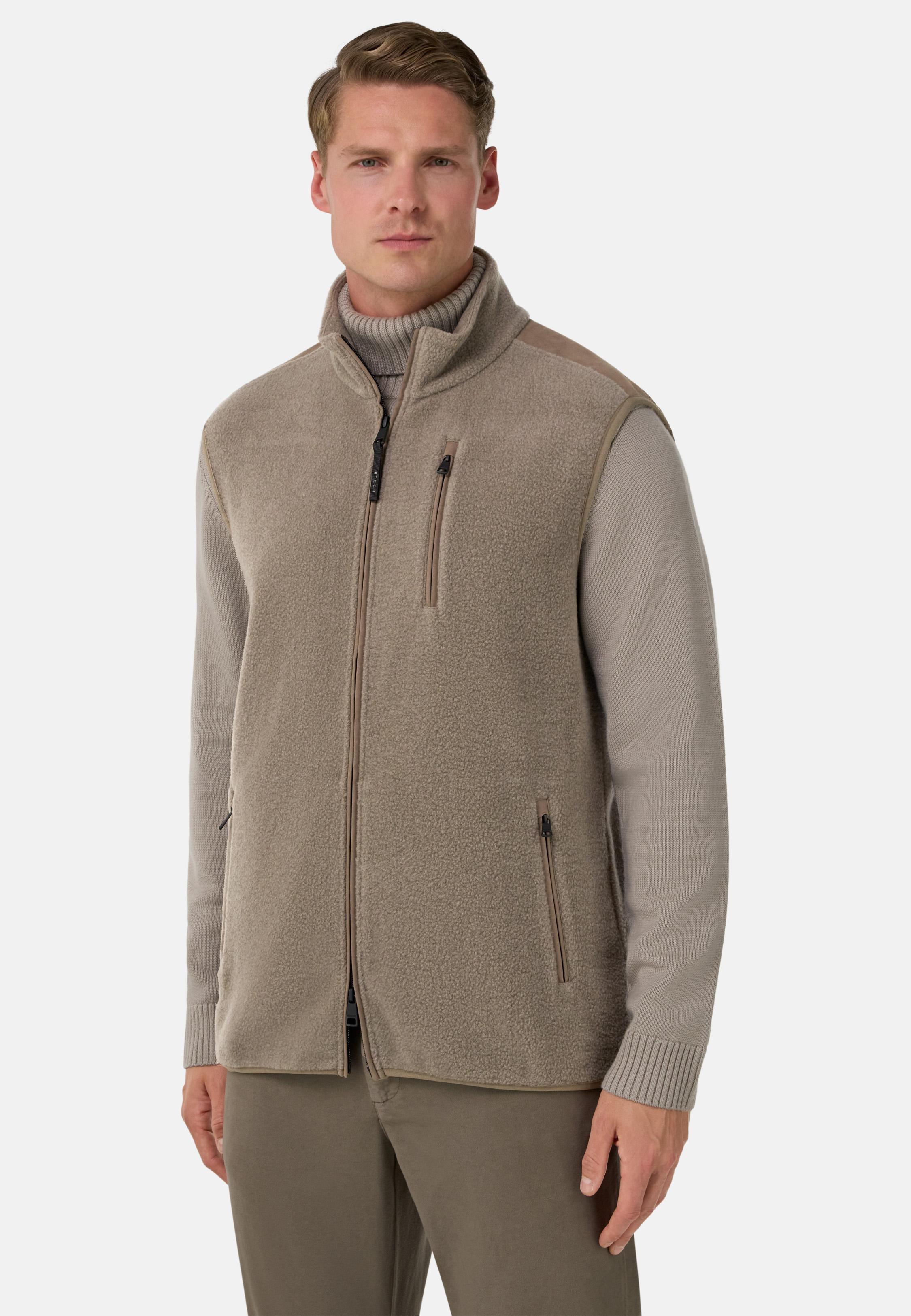 Sleeveless Teddy Sweatshirt Brown, Taupe, large image number 0