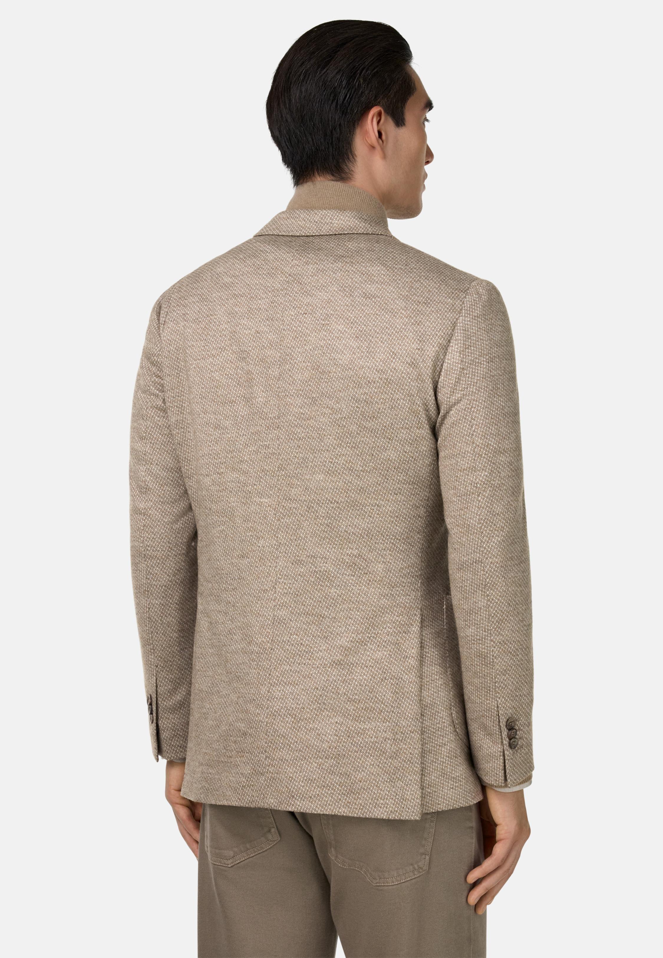 B Jersey Micro Patterned Jacket In A Wool Blend Brown, Taupe, medium