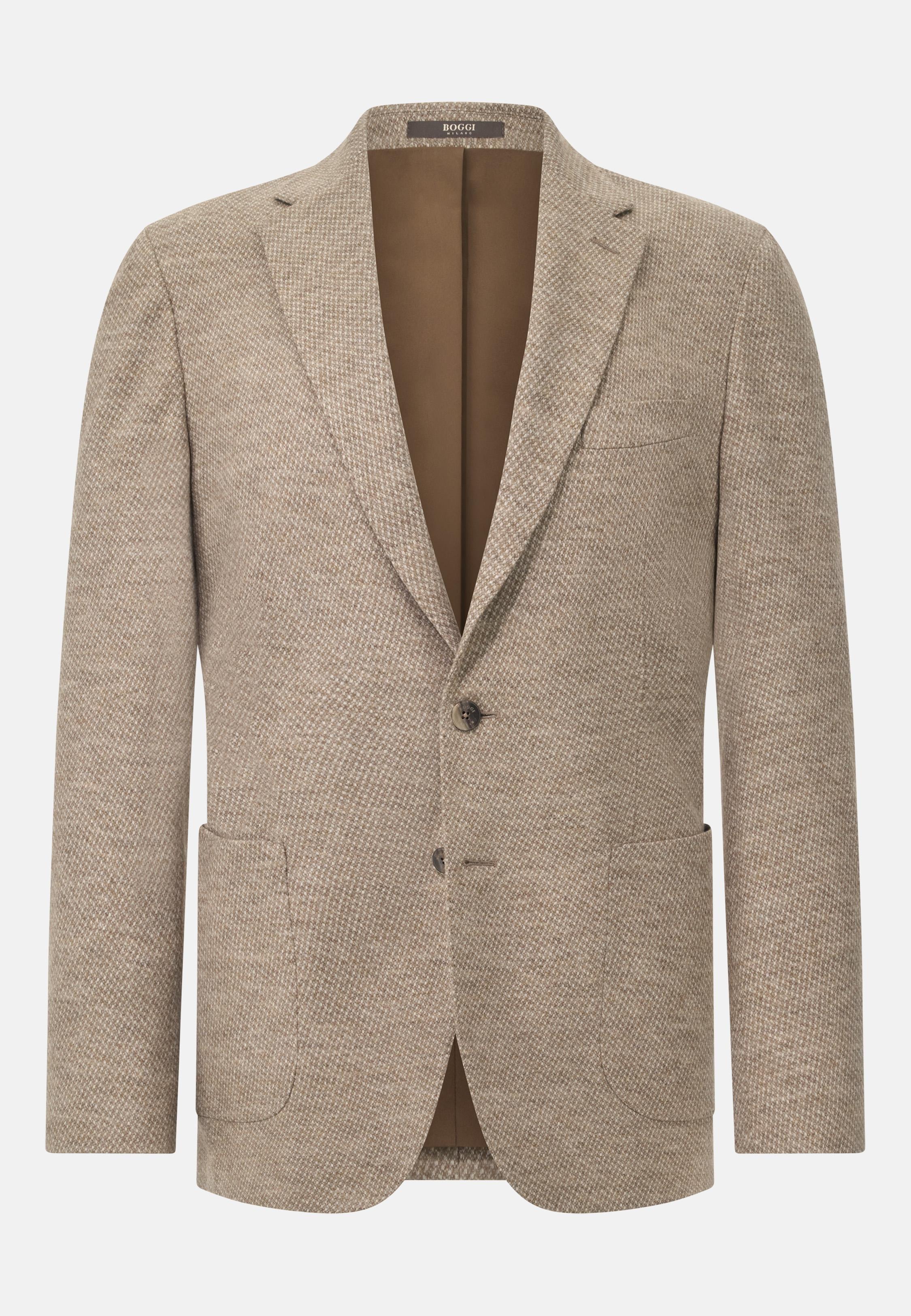 B Jersey Micro Patterned Jacket In A Wool Blend Brown, Taupe, large image number 3