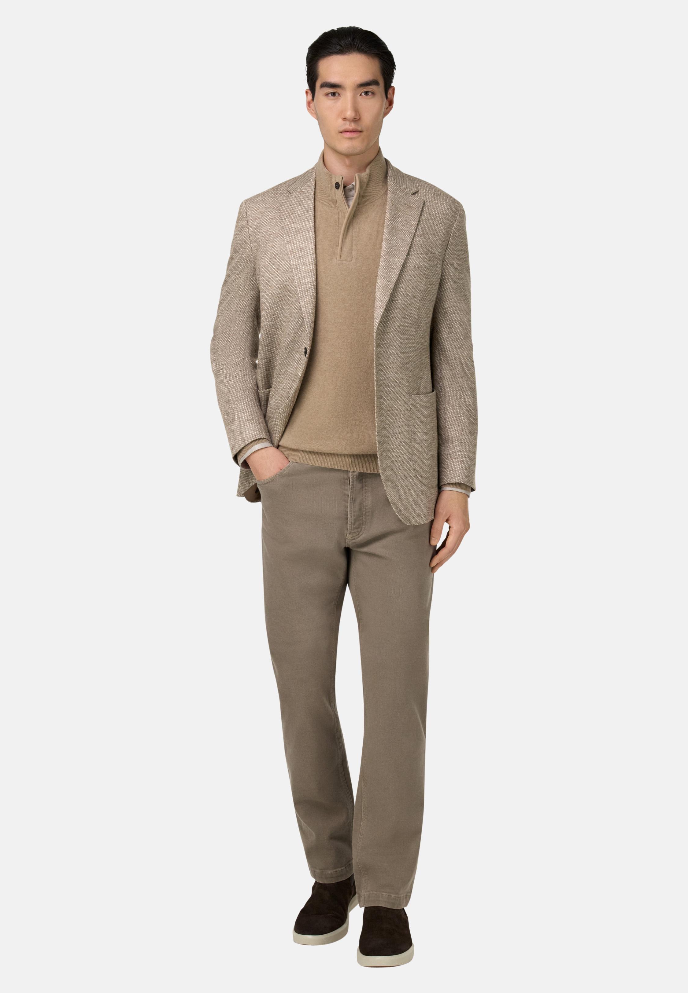 B Jersey Micro Patterned Jacket In A Wool Blend Brown, Taupe, large image number 4