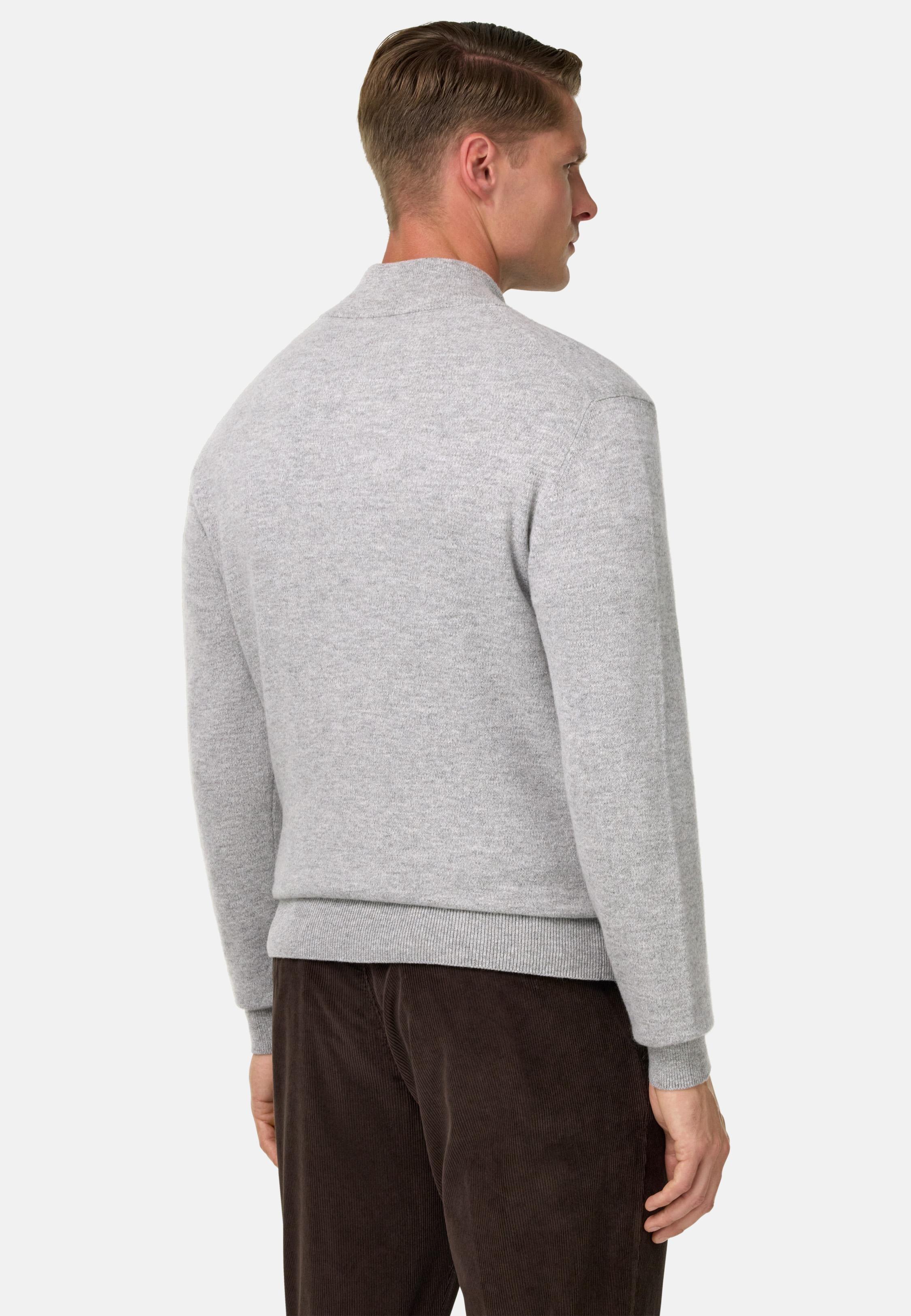 Full-Zip Jumper in a Cashmere Blend Grey, Grey, medium