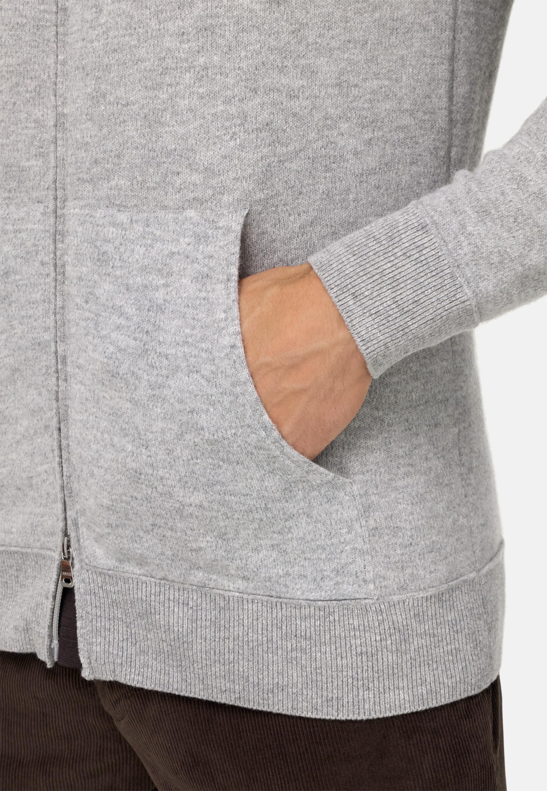 Full-Zip Jumper in a Cashmere Blend Grey, Grey, medium