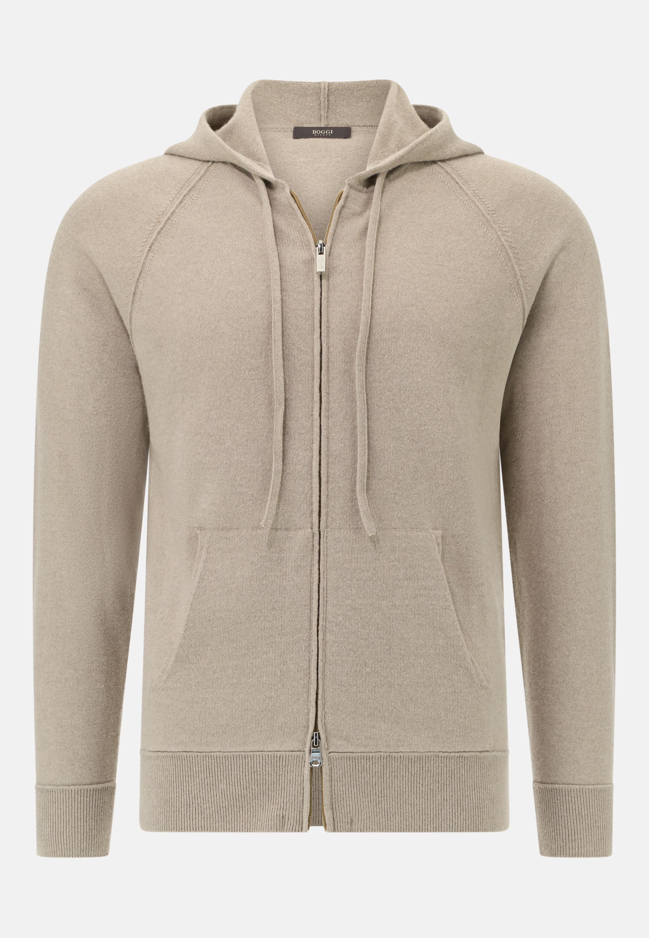 Cashmere Blend Full-Zip Hoodie Brown, Taupe, large image number 3