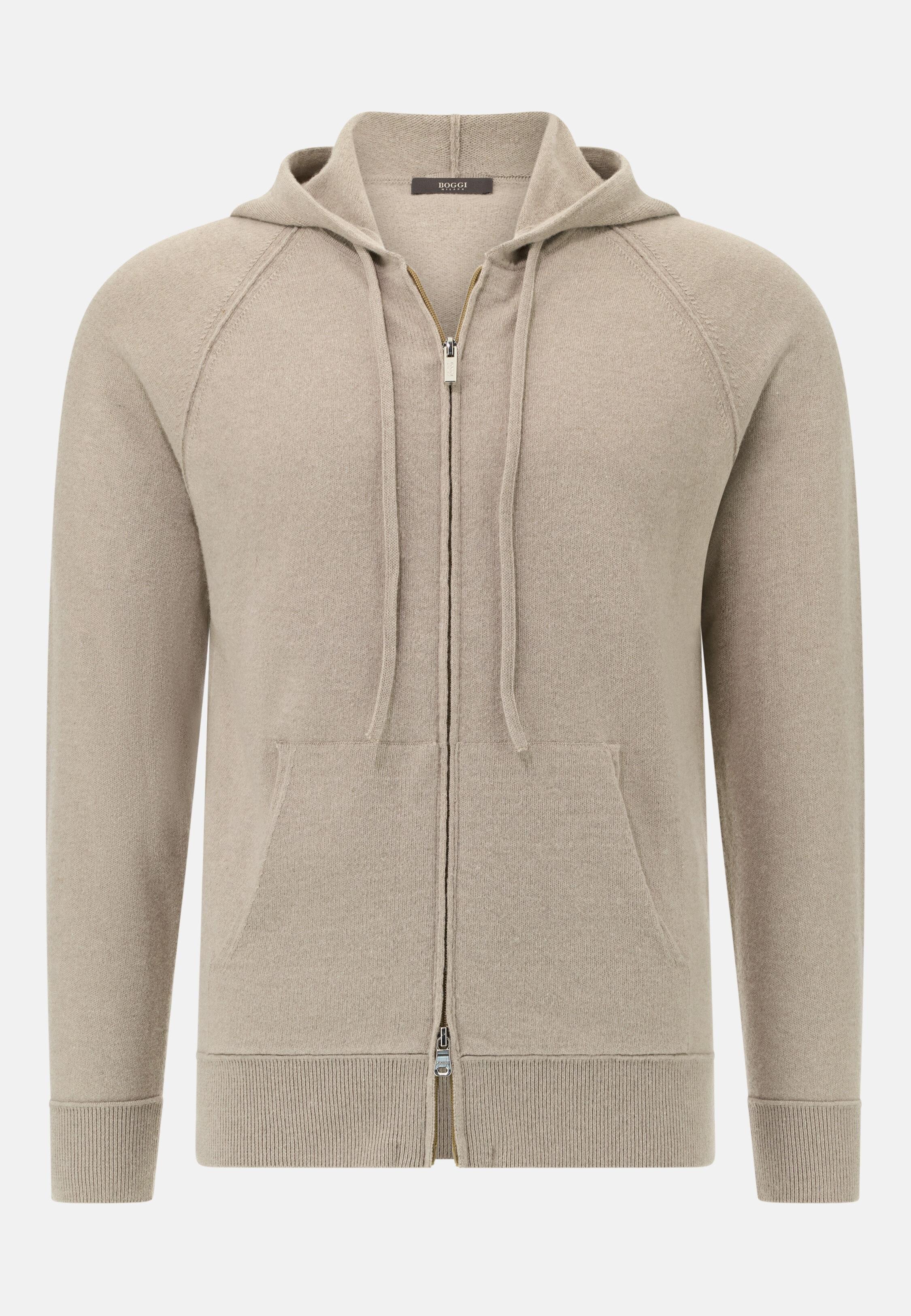 Cashmere Blend Full-Zip Hoodie Brown, 3901_TAUP, large image number 3
