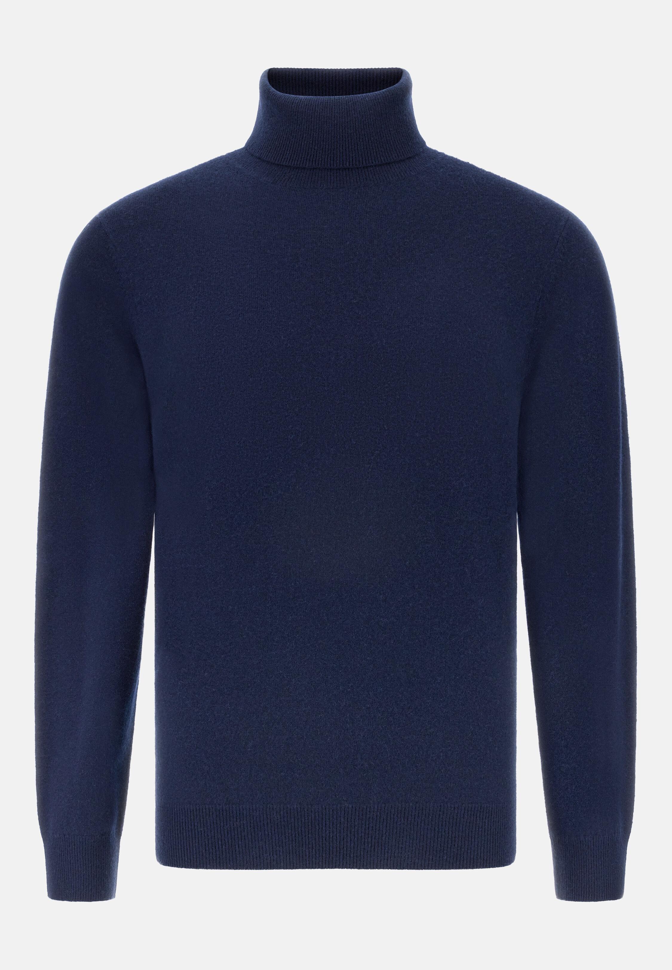 NAVY Polo Neck Jumper In Cashmere, Navy blue, large image number 3