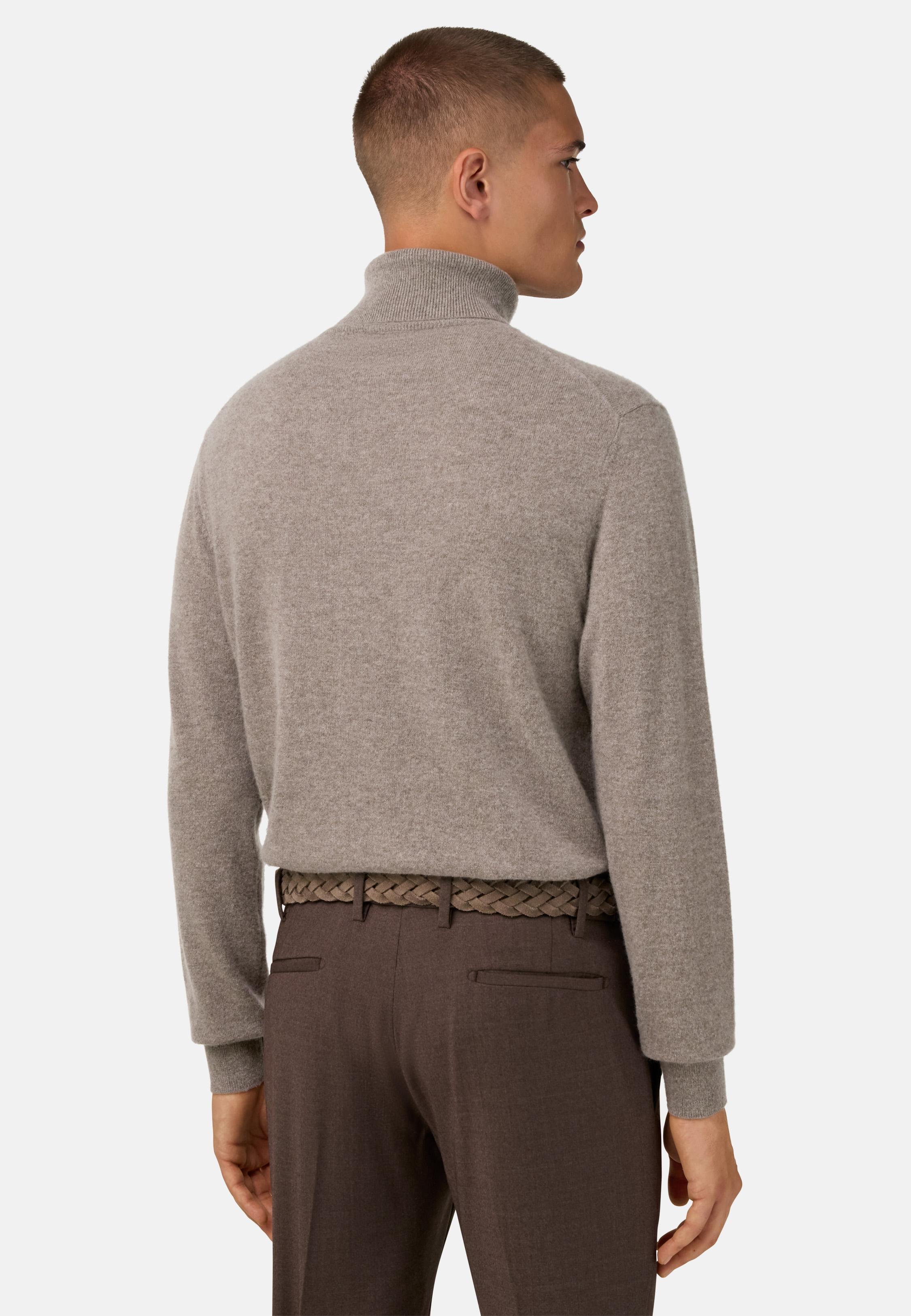 Polo Neck Jumper In Cashmere Brown, Taupe, large image number 1