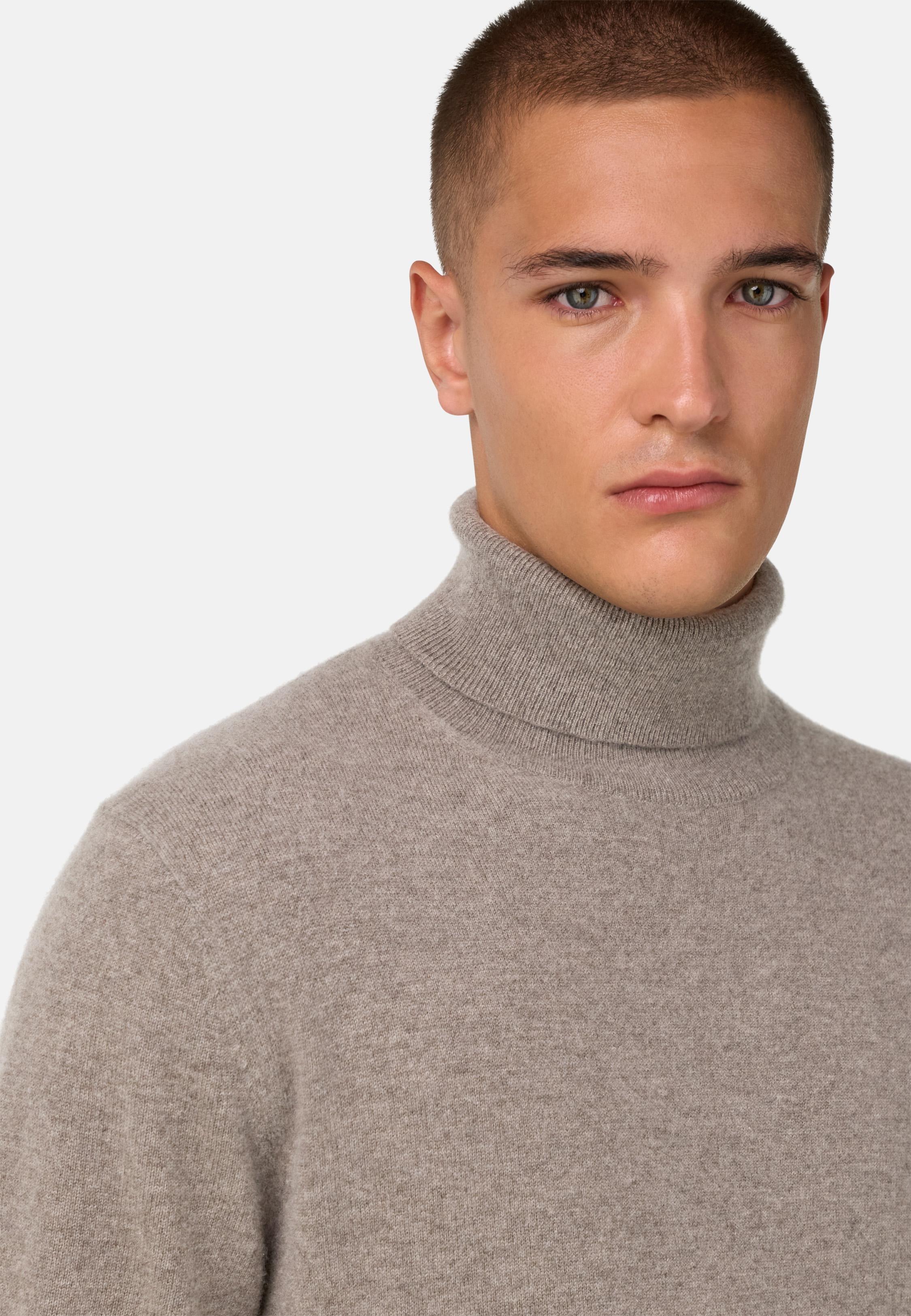 Polo Neck Jumper In Cashmere Brown, Taupe, medium