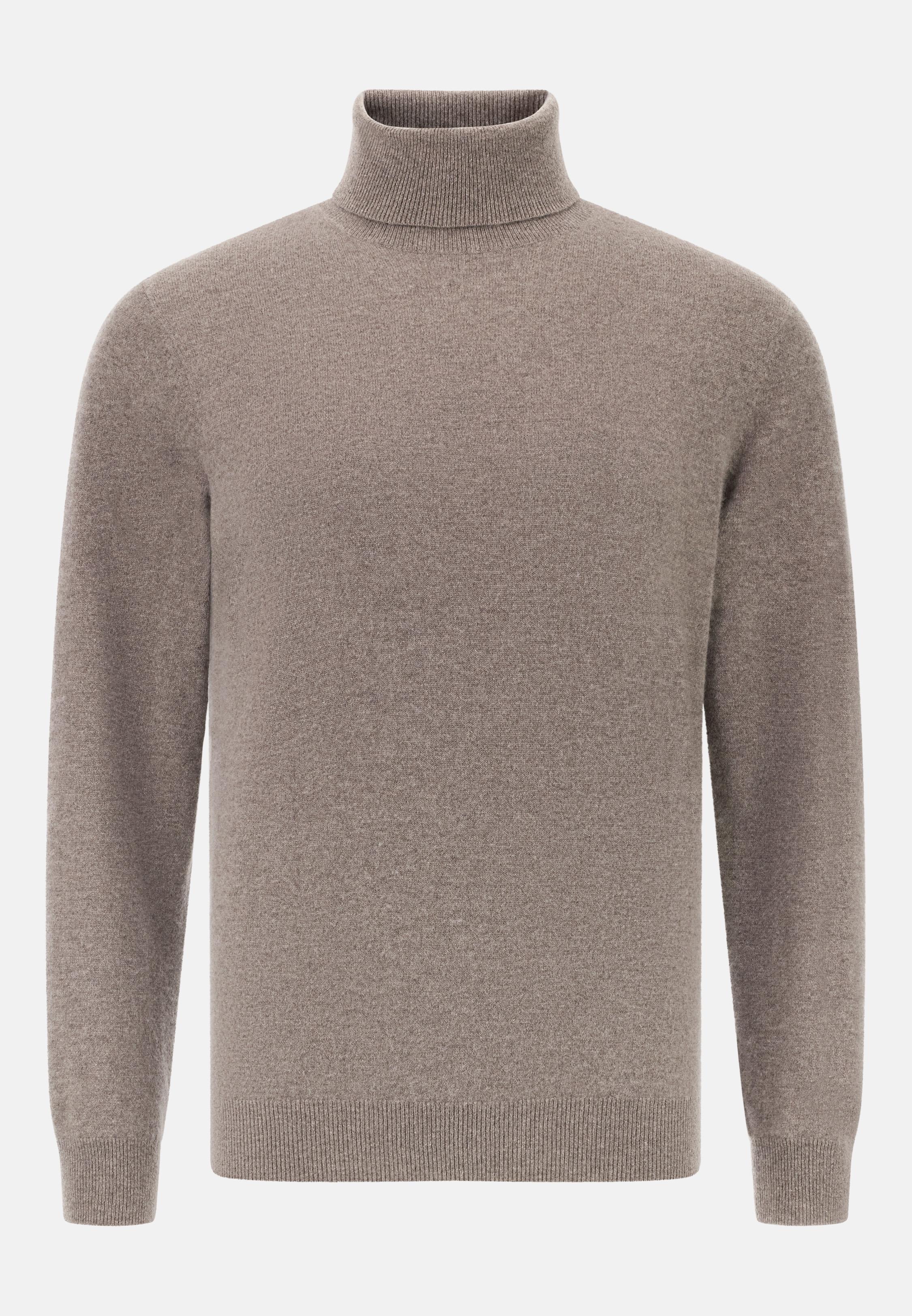 Polo Neck Jumper In Cashmere Brown, Taupe, large image number 3