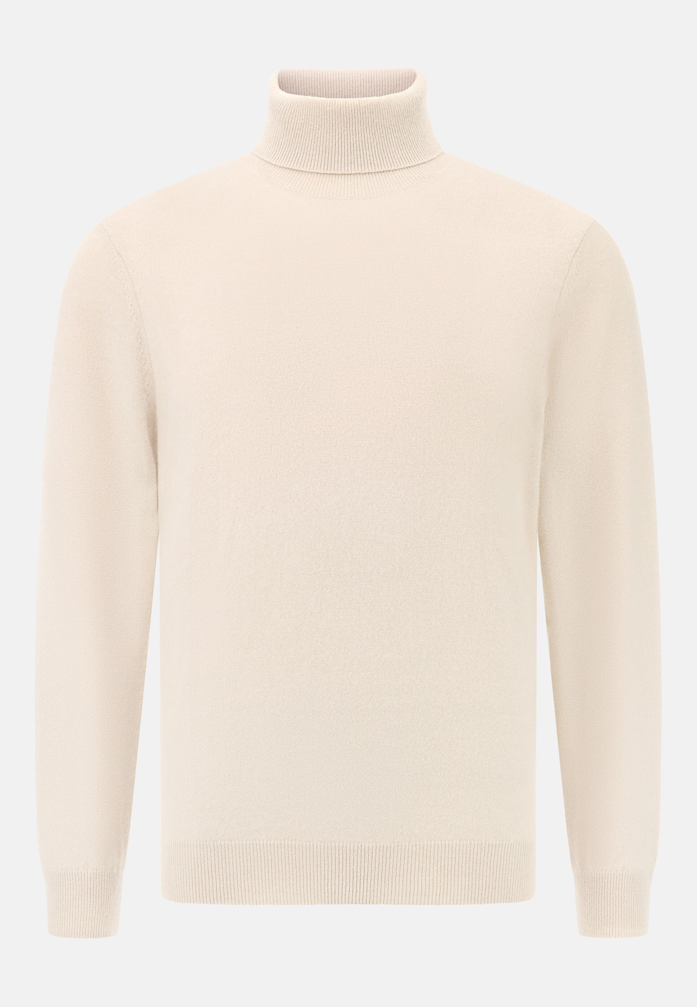 Polo Neck Jumper In Cashmere White, Ice, large image number 3