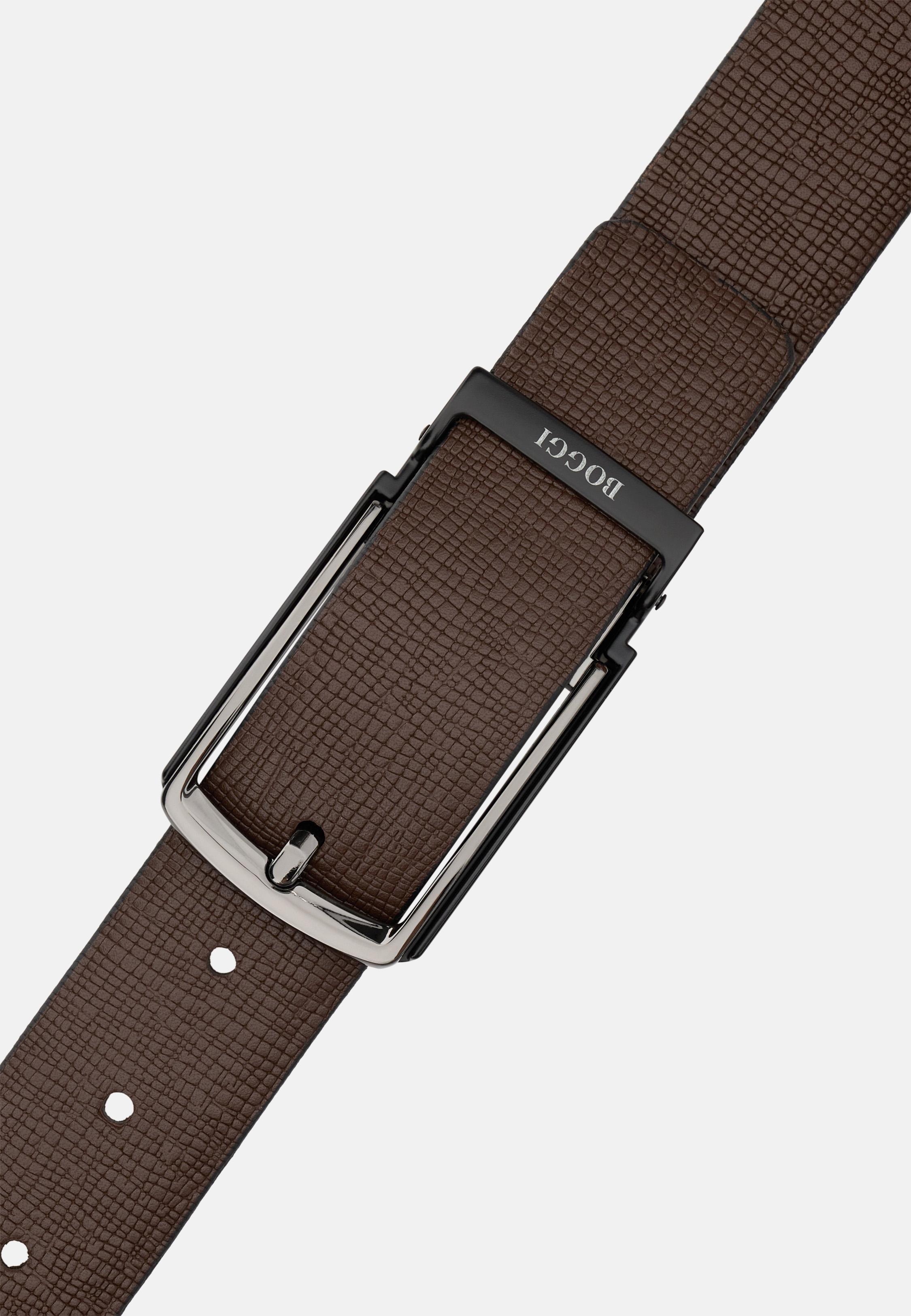 Reversible Leather Travel Belt Brown, Dark brown, medium