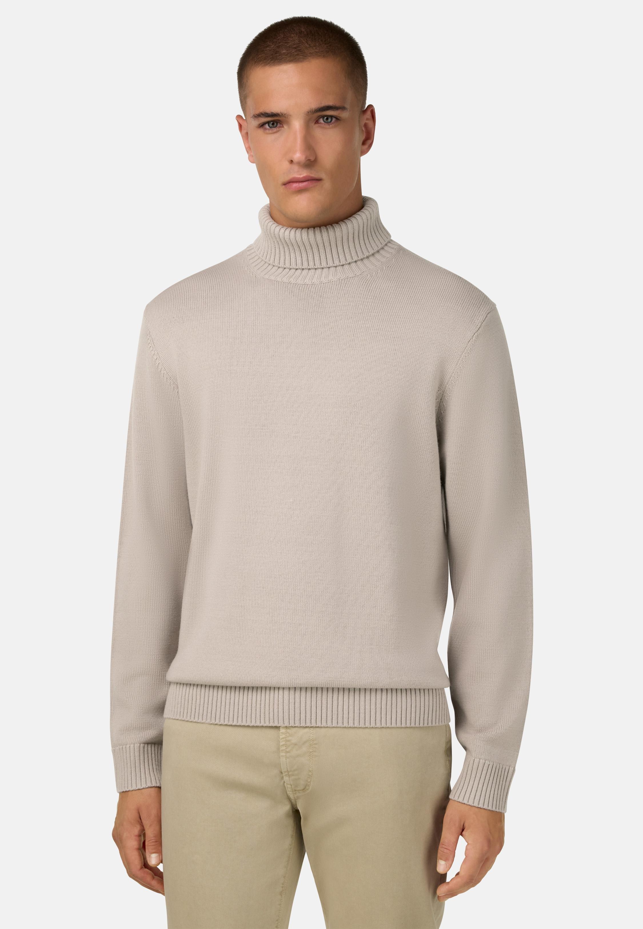 Merino Wool Polo Neck Jumper Beige, Sand, large image number 0