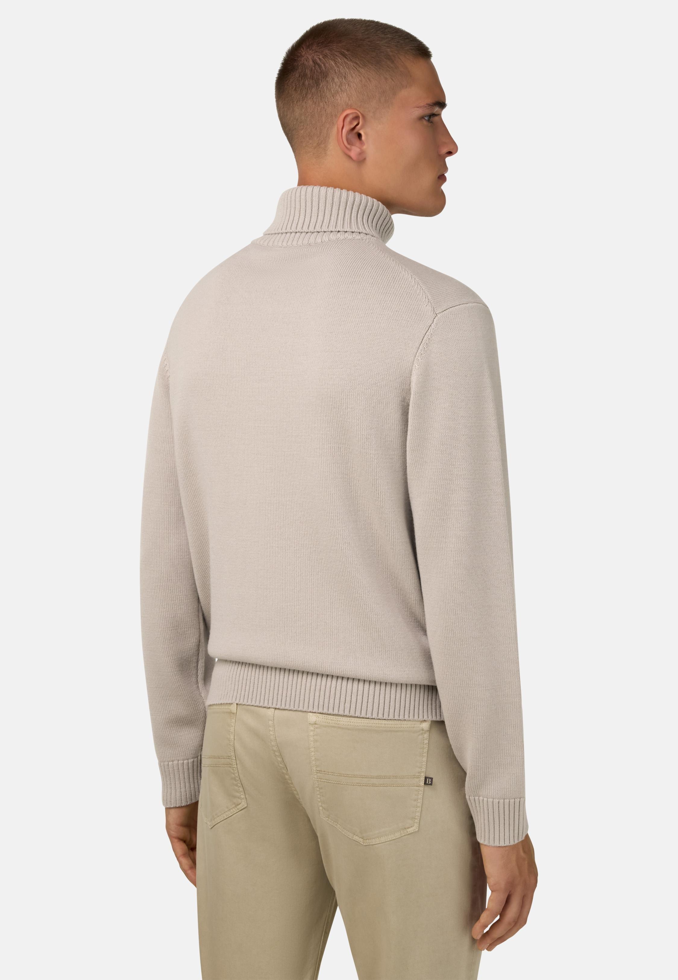 Merino Wool Polo Neck Jumper Beige, Sand, large image number 1