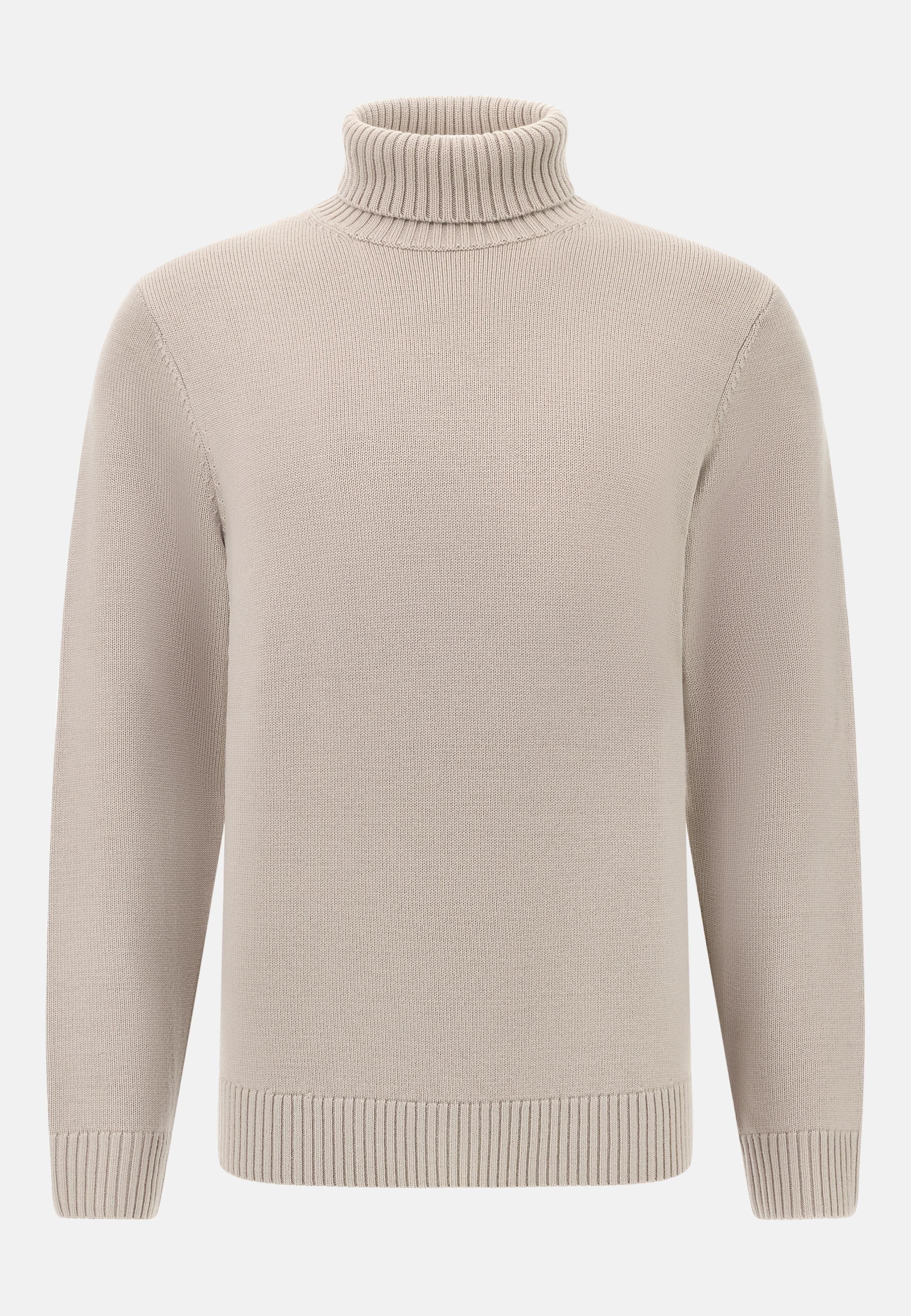 Merino Wool Polo Neck Jumper Beige, Sand, large image number 3