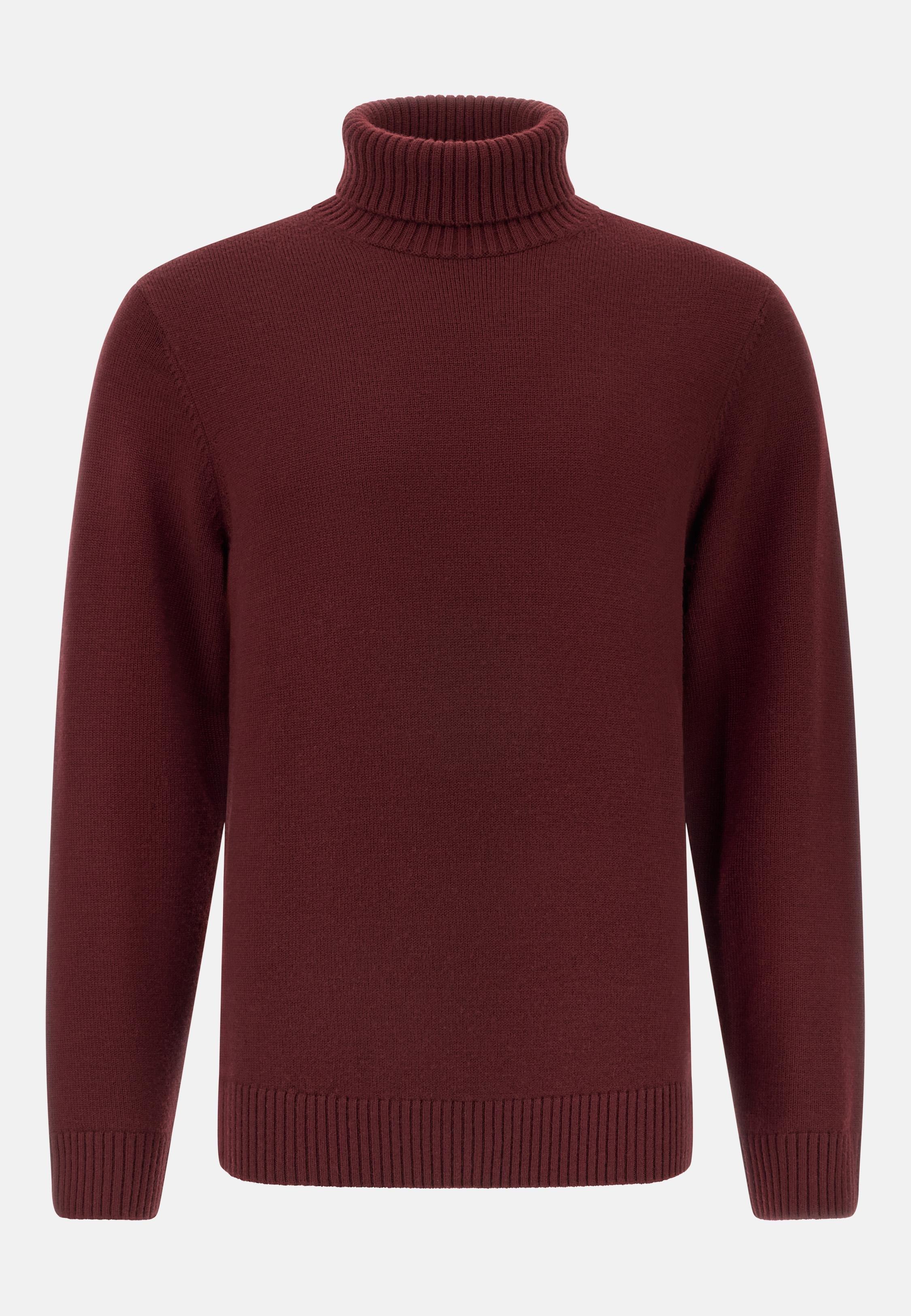 Merino Wool Polo Neck Jumper Burgundy, Burgundy, large image number 3