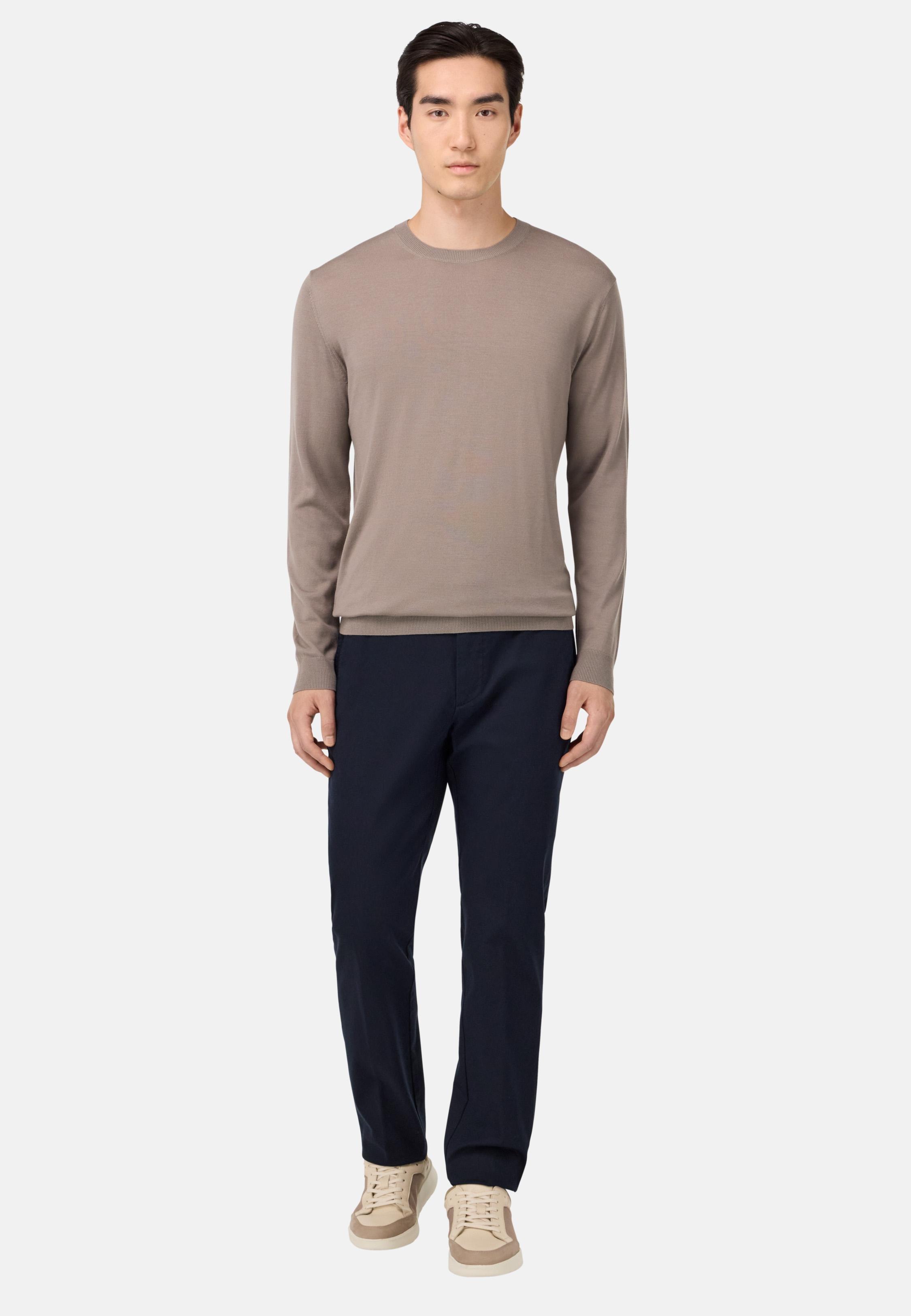 BLUE Stretch Cotton/Tencel Trousers, , large image number 1