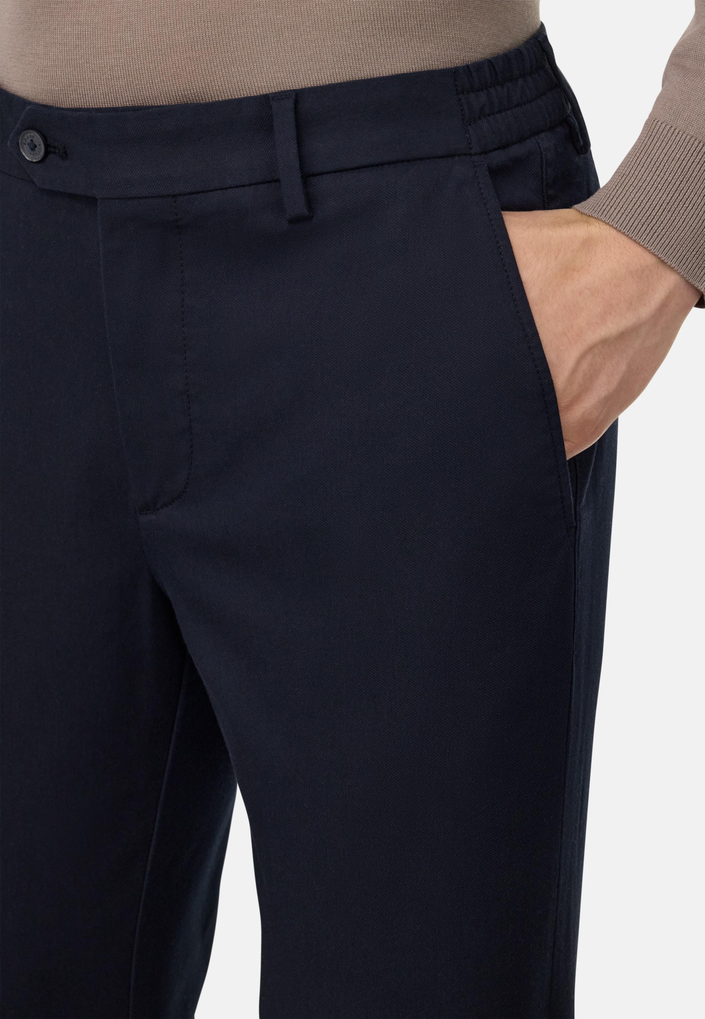 BLUE Stretch Cotton/Tencel Trousers, , large image number 3