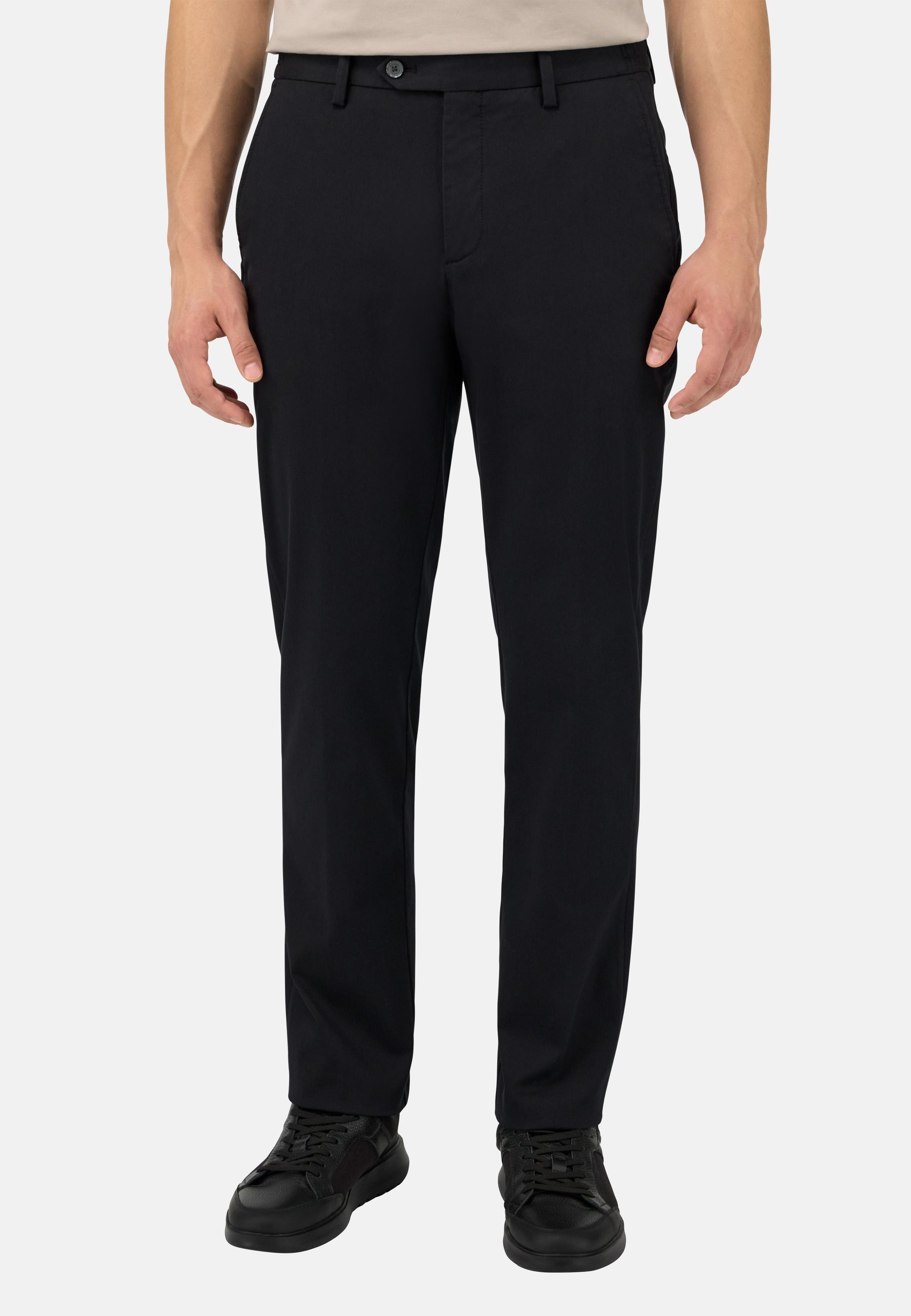 BLACK Stretch Cotton/Tencel Trousers, , large image number 0
