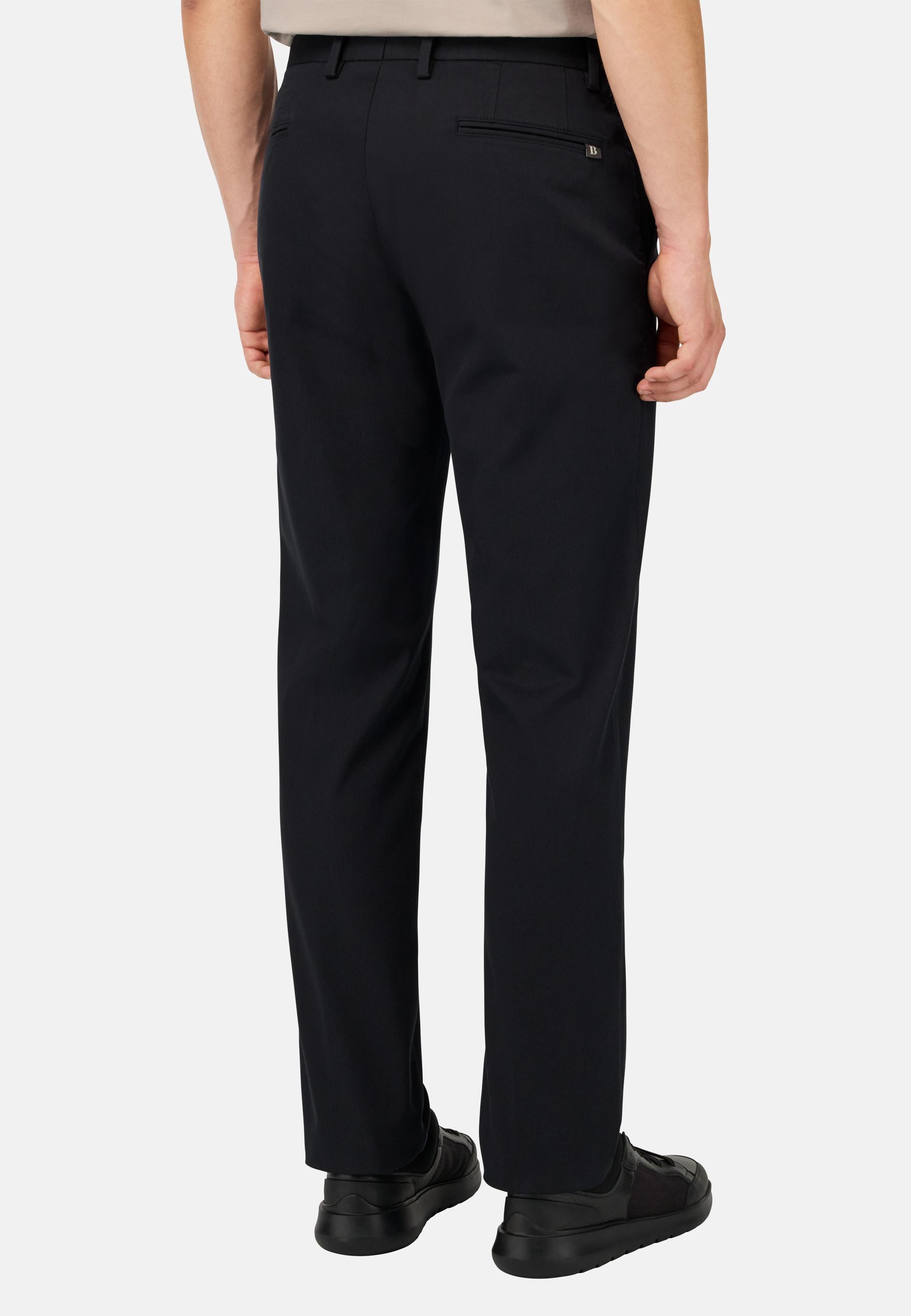 BLACK Stretch Cotton/Tencel Trousers, , large image number 2
