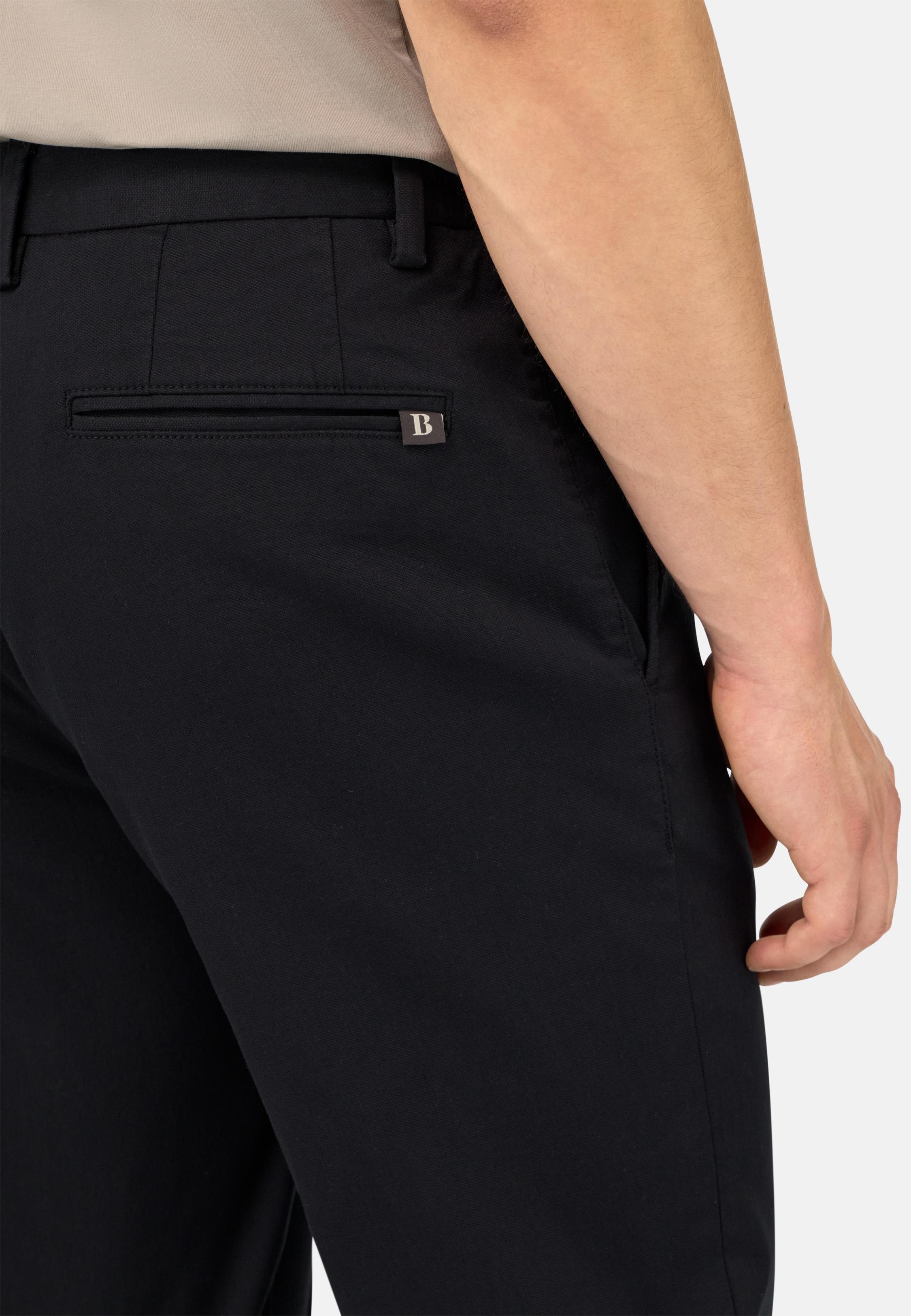 BLACK Stretch Cotton/Tencel Trousers, , large image number 3
