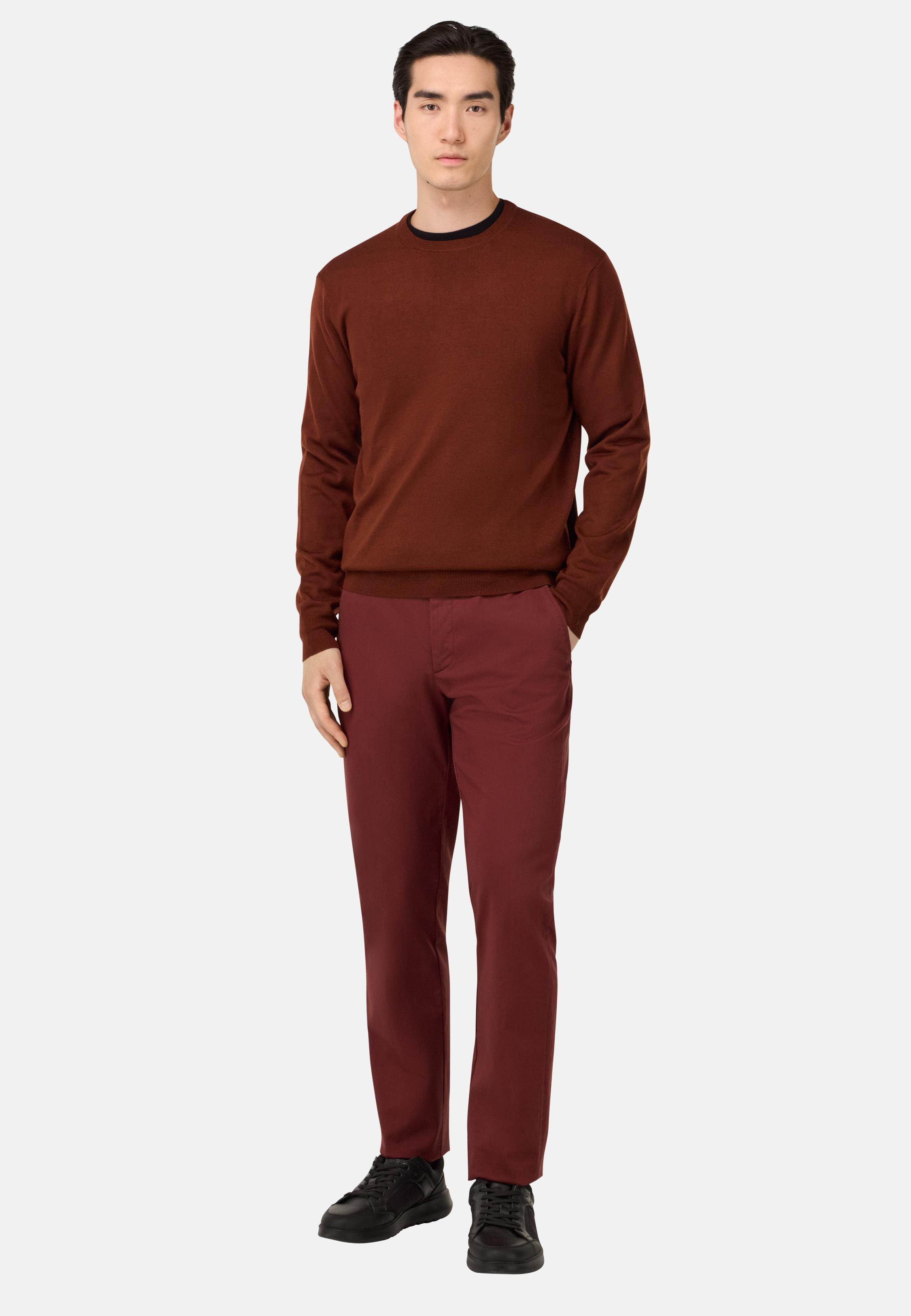 Stretch Cotton/Tencel Trousers Red, Burgundy, medium