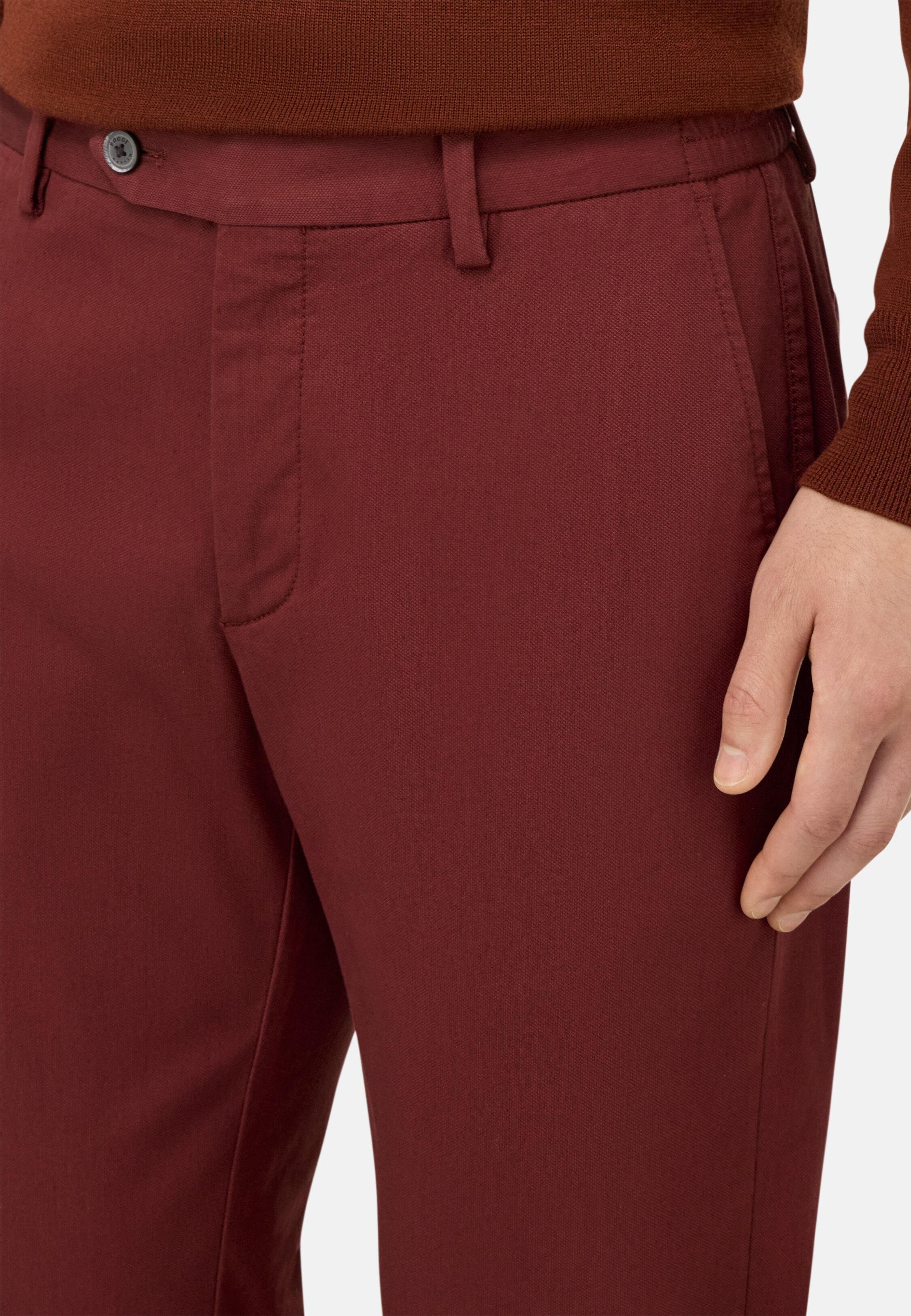 Stretch Cotton/Tencel Trousers Red, Burgundy, large image number 3