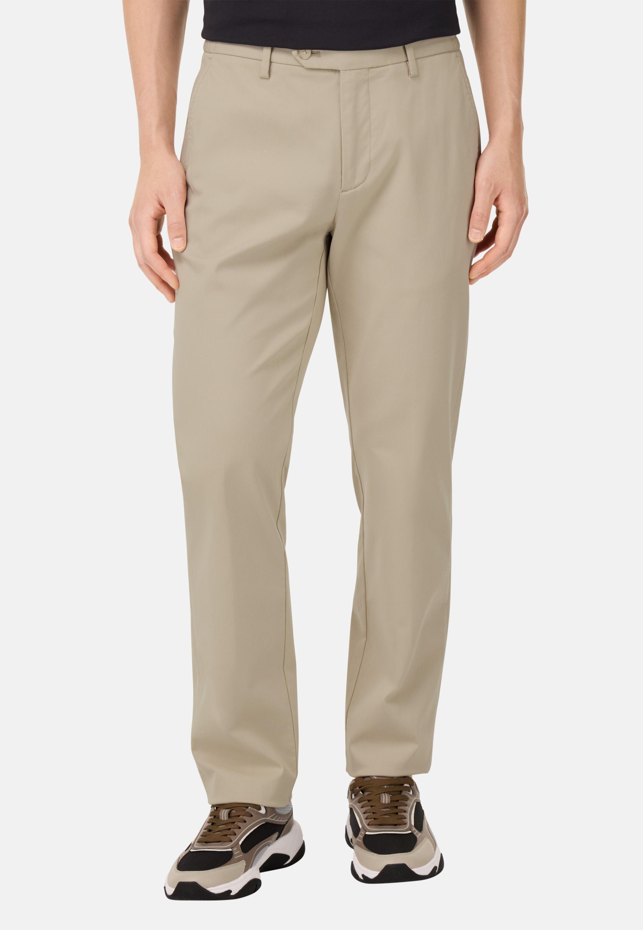 BEIGE Stretch Cotton/Tencel Trousers, , large image number 0
