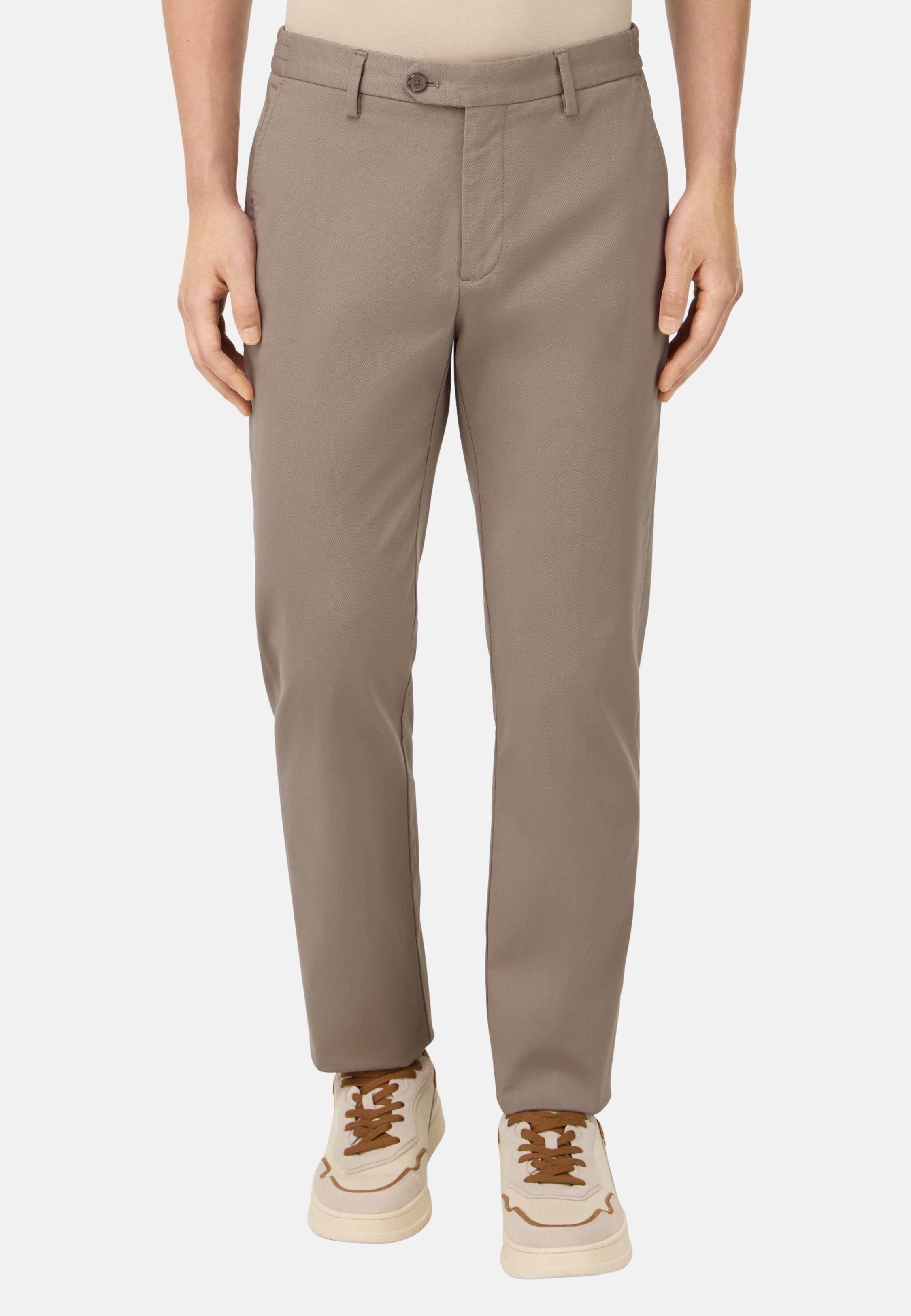 BROWN Stretch Cotton/Tencel Trousers, , large image number 0
