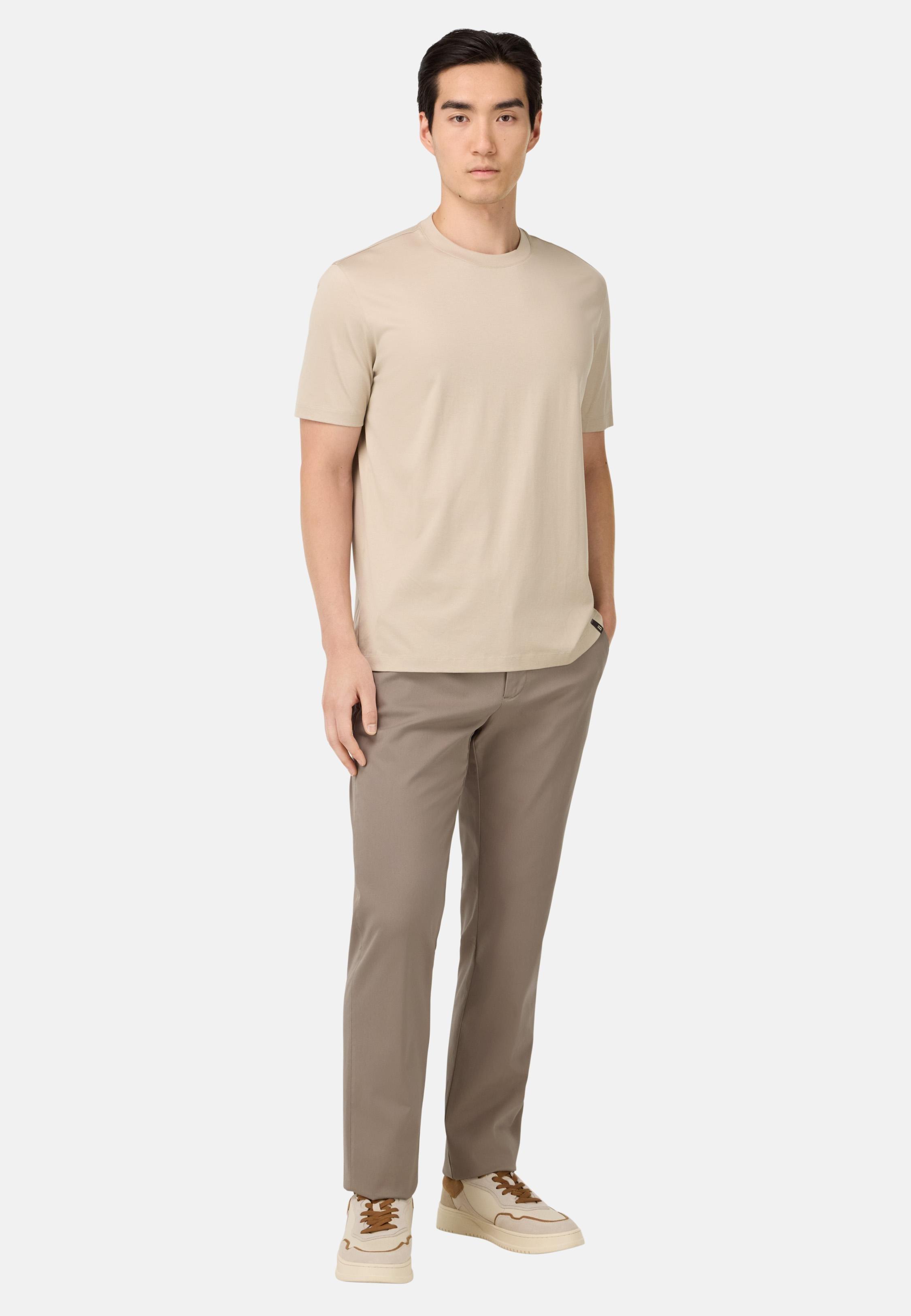 BROWN Stretch Cotton/Tencel Trousers, , large image number 1