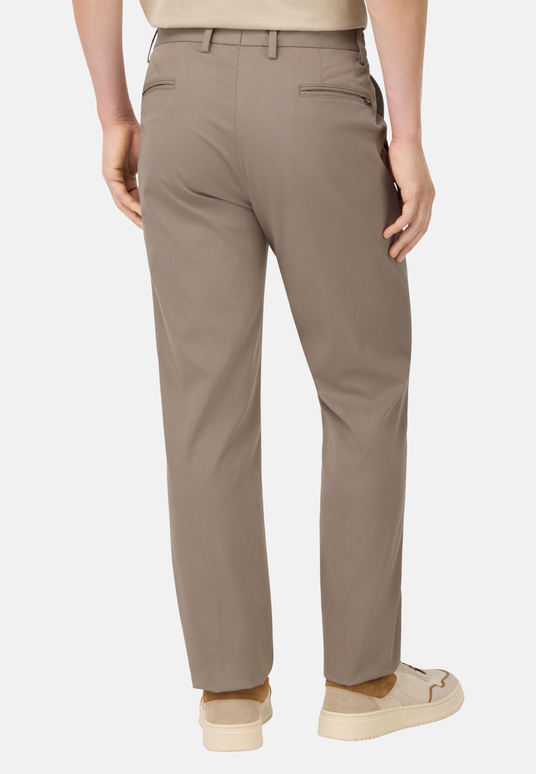 Stretch Cotton/Tencel Trousers Brown, Taupe, medium