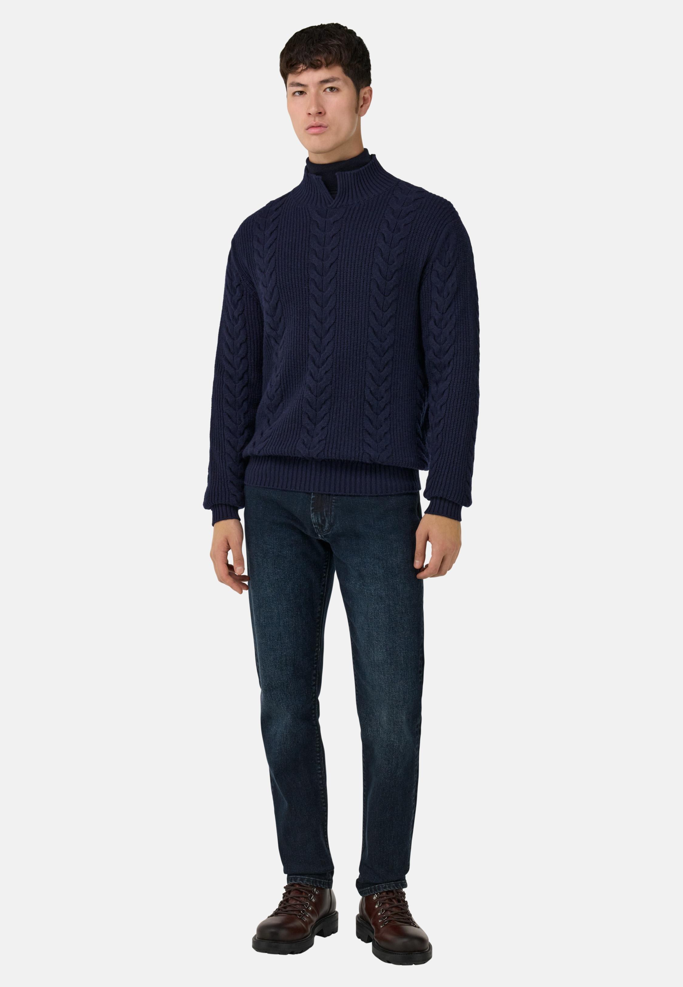 Black Stretch Denim Jeans Blue, Dark Blue, large image number 1