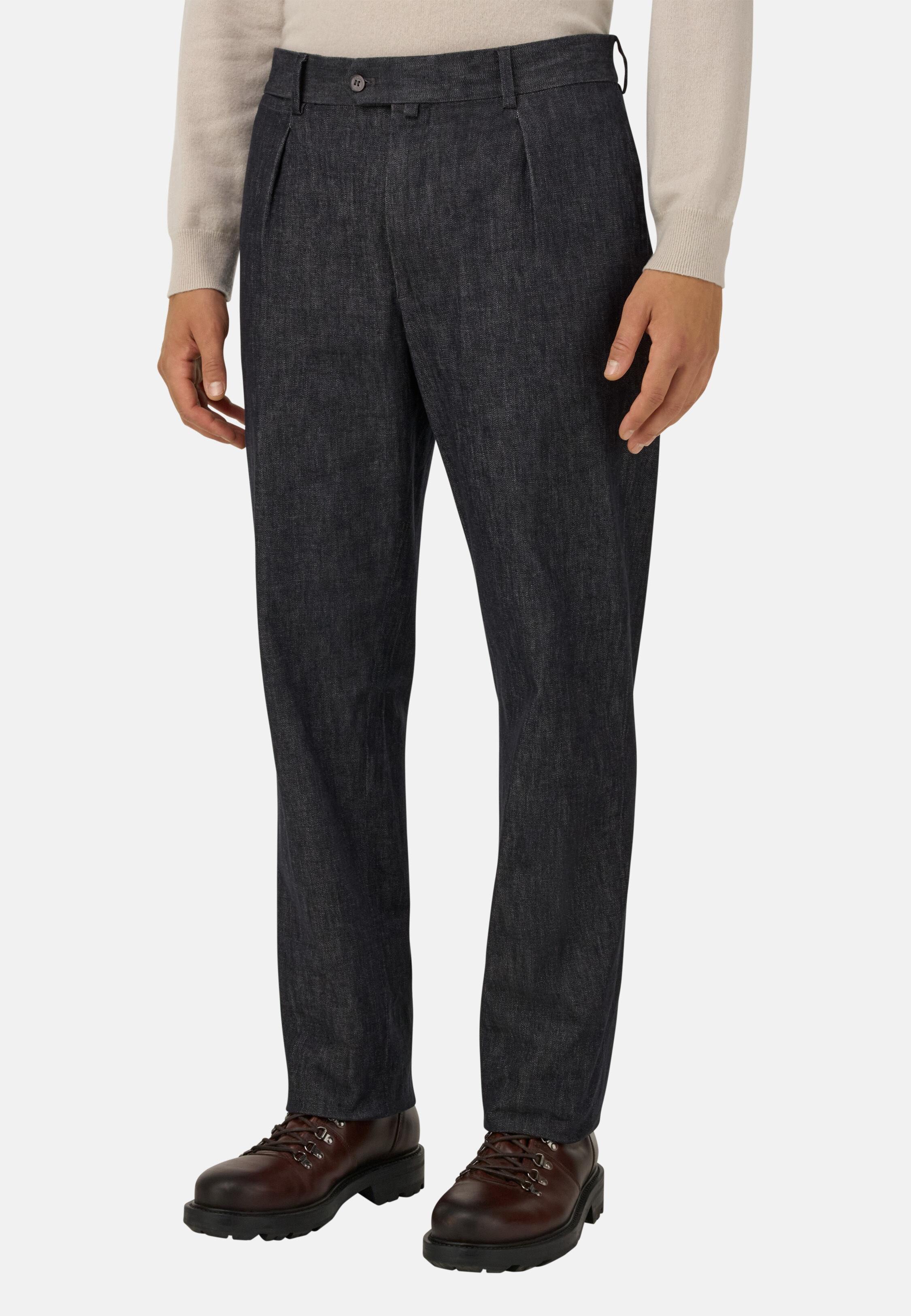 Stretch Cotton And Cashmere Trousers Blue, Dark Blue, medium