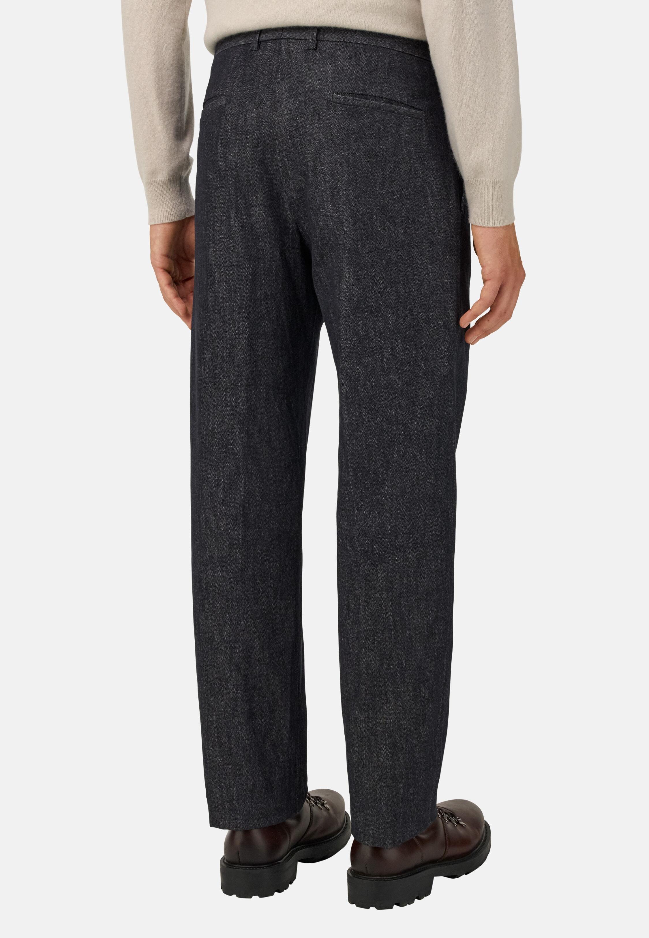 Stretch Cotton And Cashmere Trousers Blue, Dark Blue, large image number 2