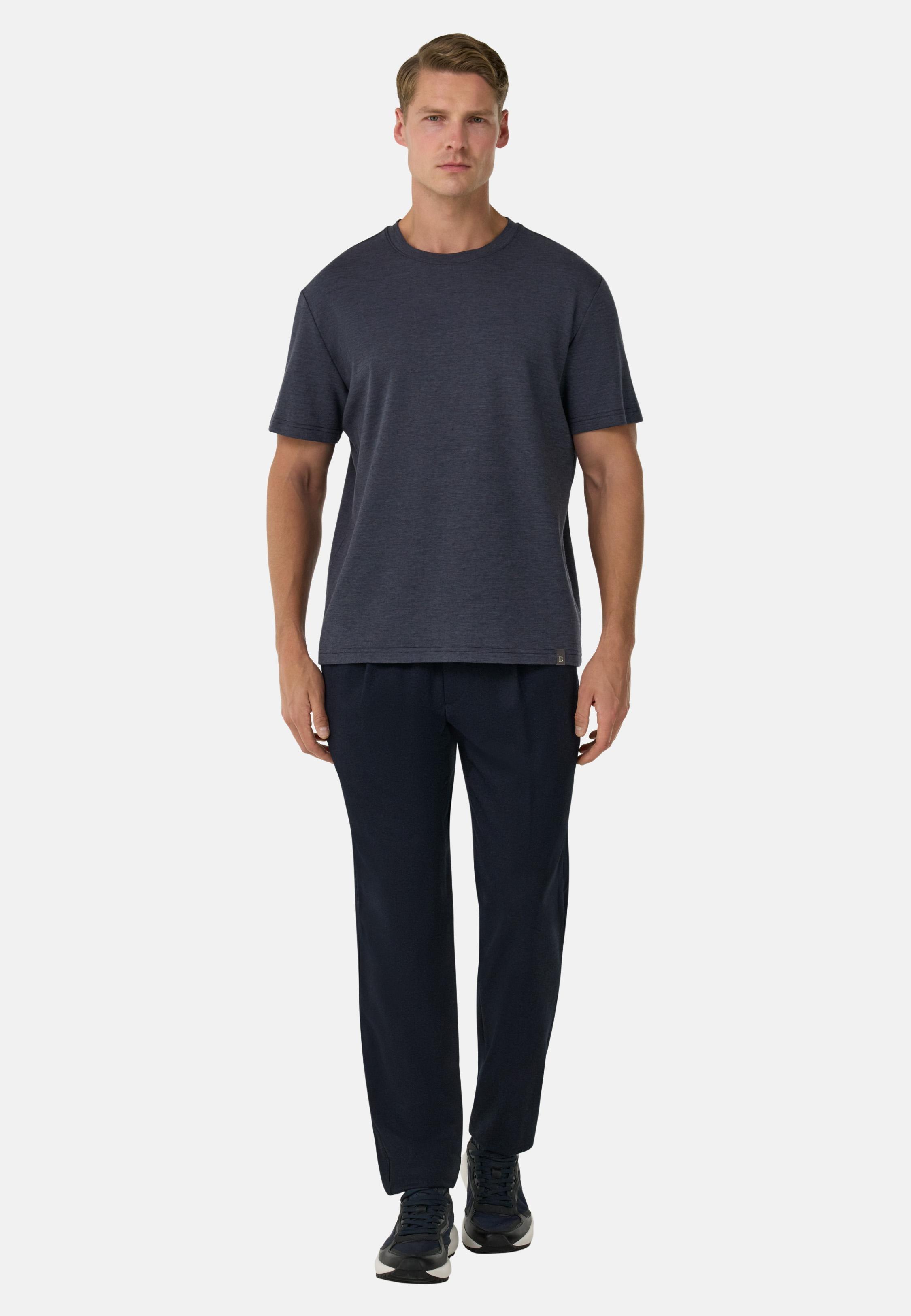 Cotton And Wool Blend T-Shirt. Blue, Navy blue, large image number 4