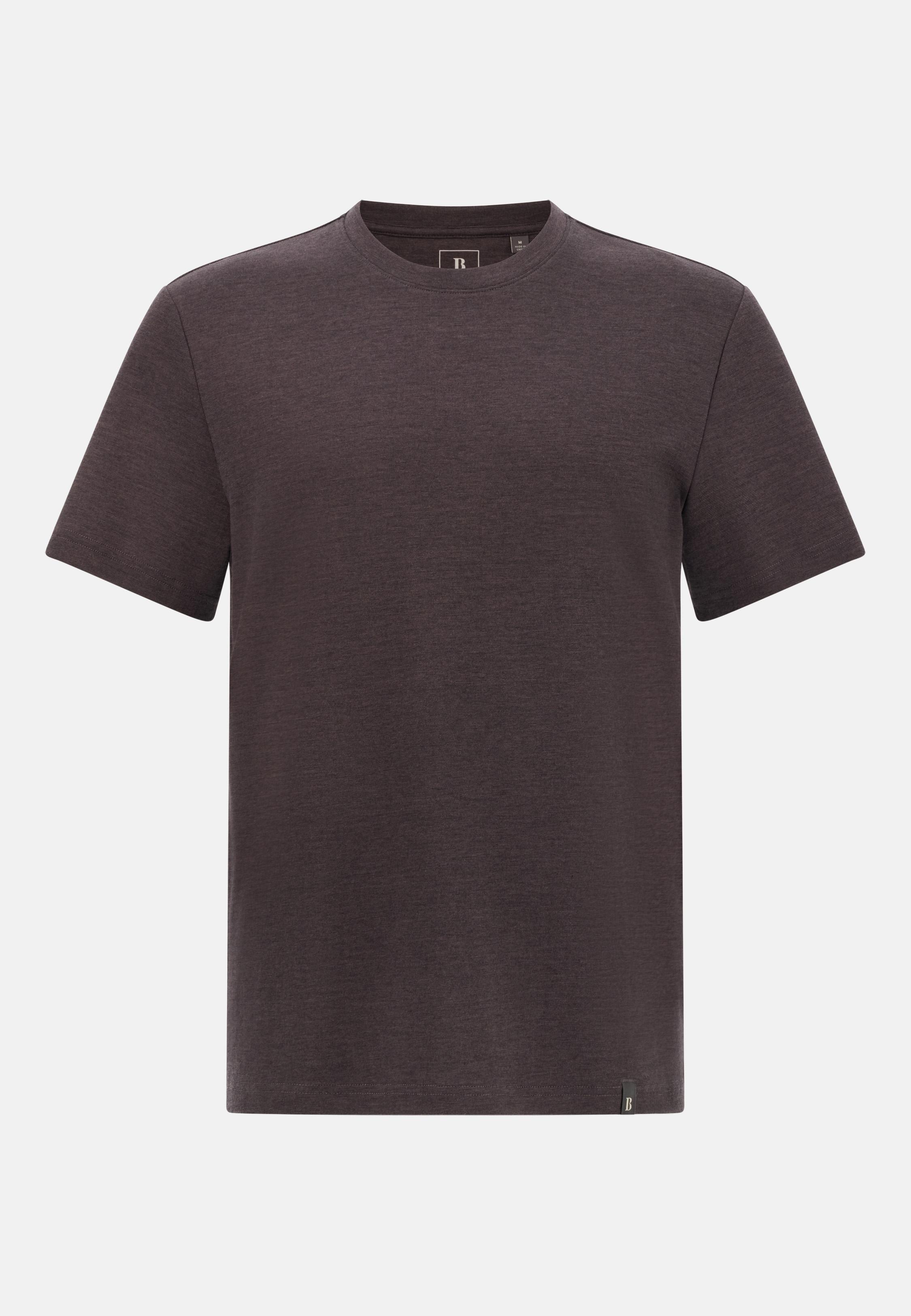 Cotton and Wool Blend T-Shirt. Brown, Dark brown, medium